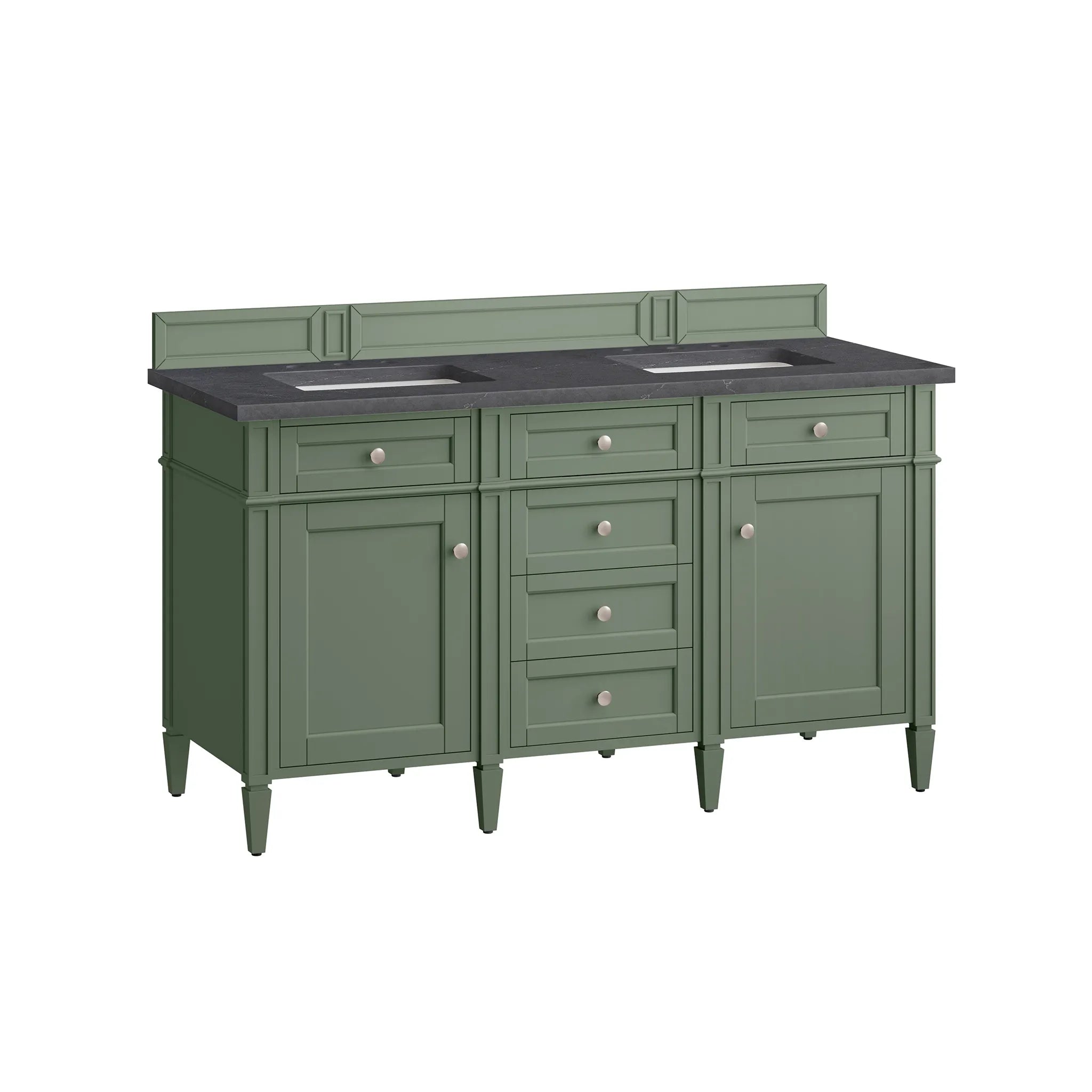 60" Brittany Double Vanity in Smokey Celadon-Charcoal Soapstone Silestone-8" Widespread image 4