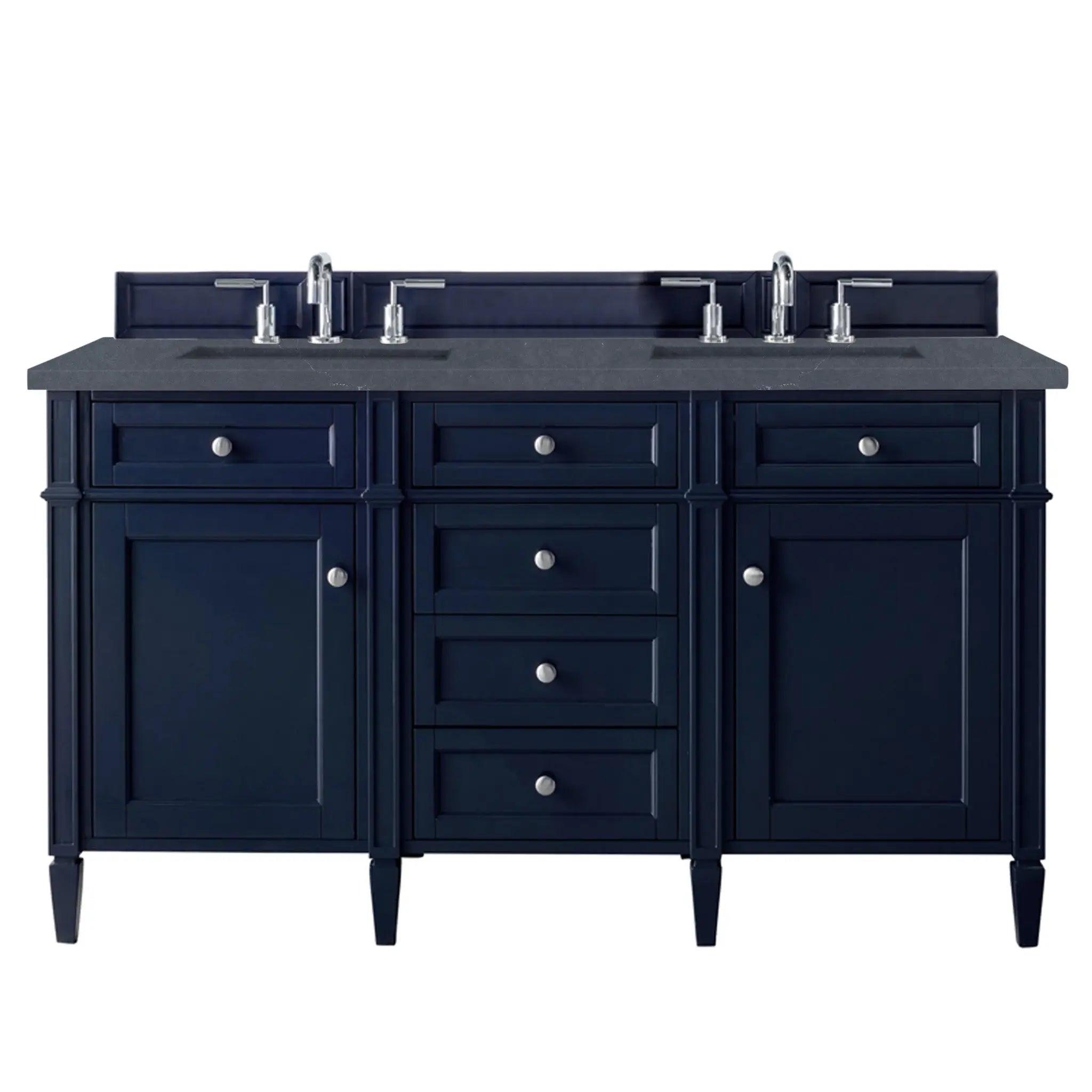 60" Brittany Double Vanity in Victory Bleu-Charcoal Soapstone Silestone-8" Widespread image