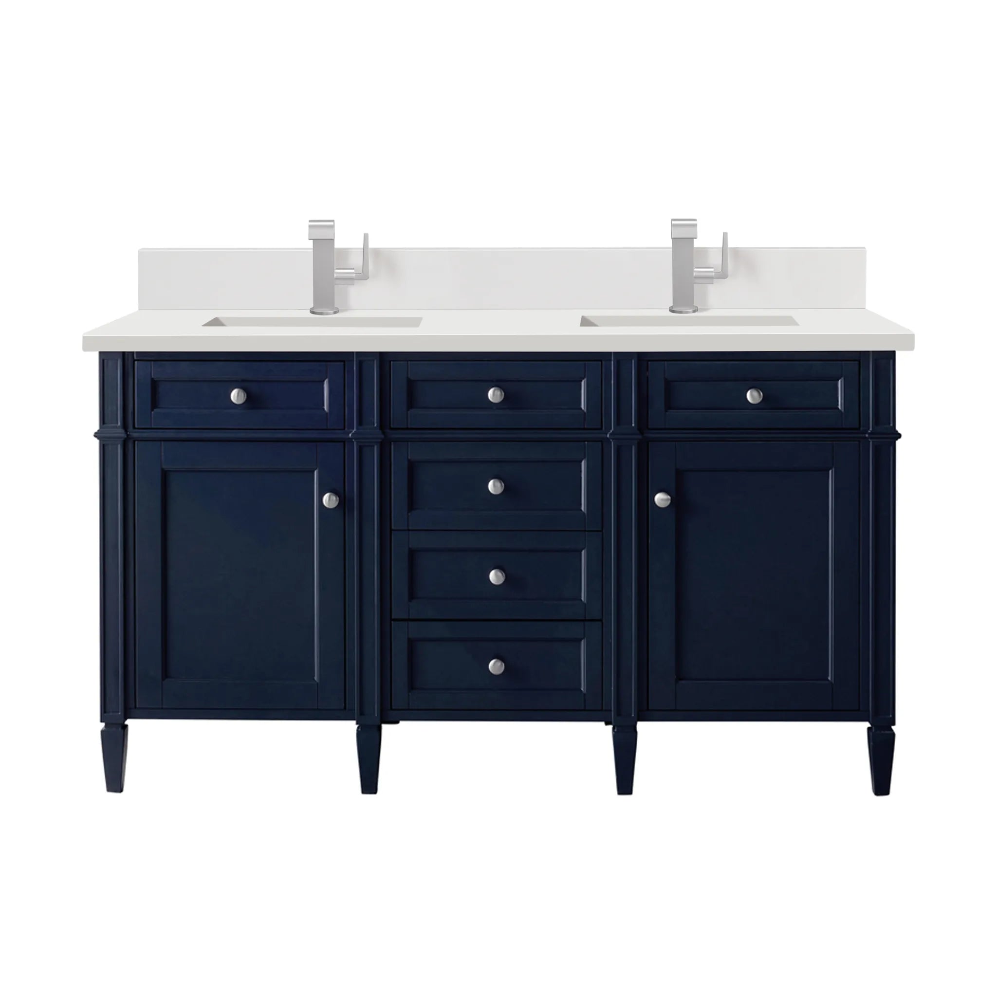 60" Brittany Double Vanity in Victory Bleu-White Zeus Silestone & Backsplash-Single Hole image