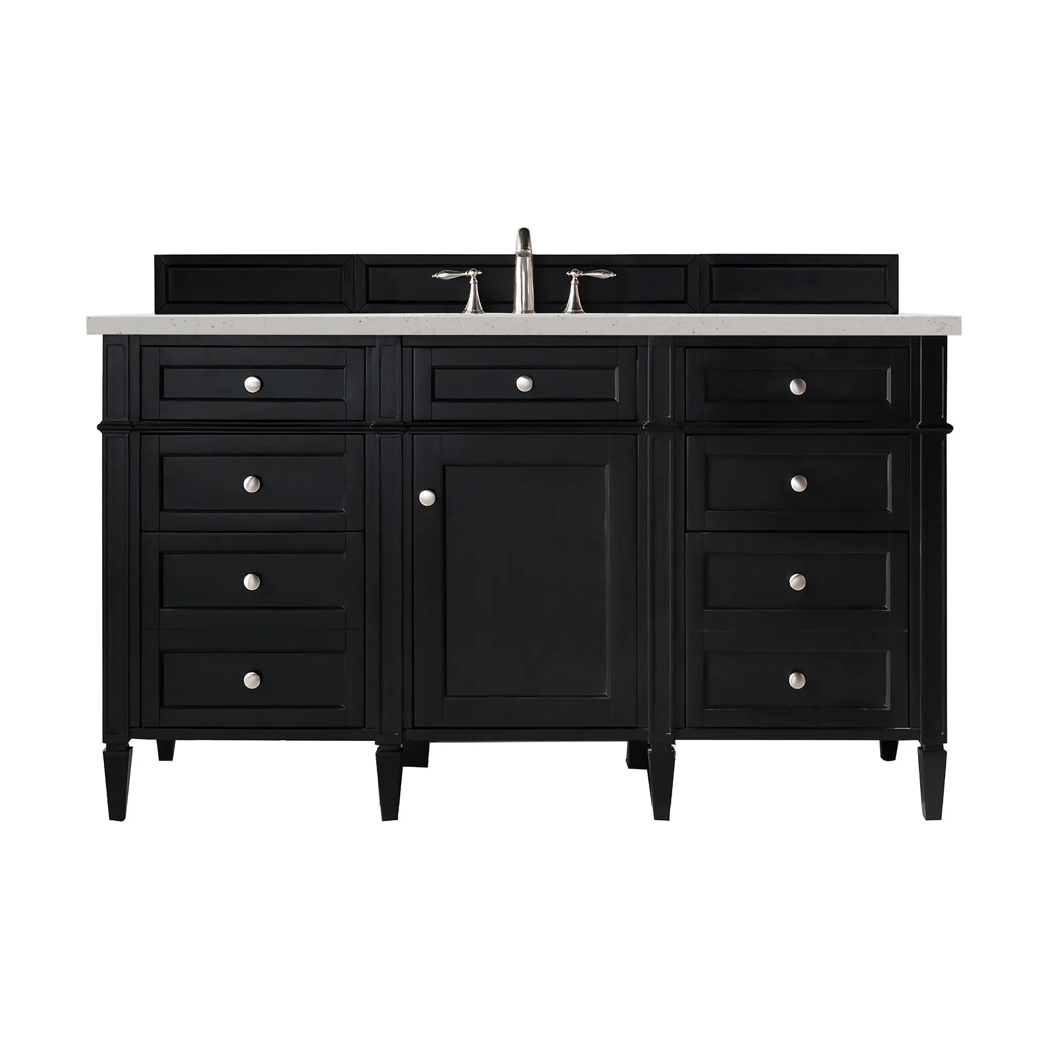 60" Brittany Single Vanity in Black Onyx-Lime Delight Silestone-8" Widespread image