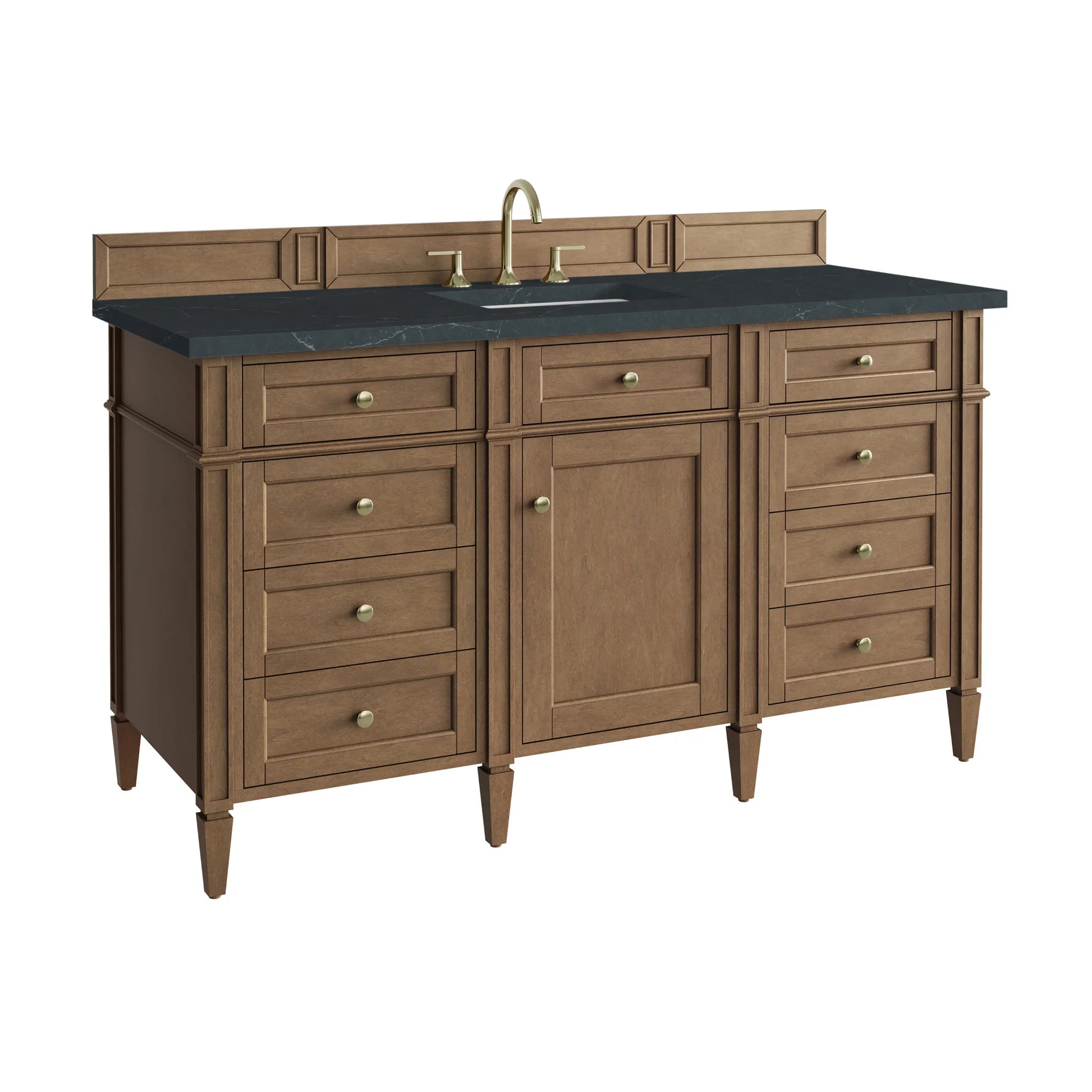 60" Brittany Single Vanity in Pecan by James Martin Vanities-Charcoal Soapstone Silestone 10