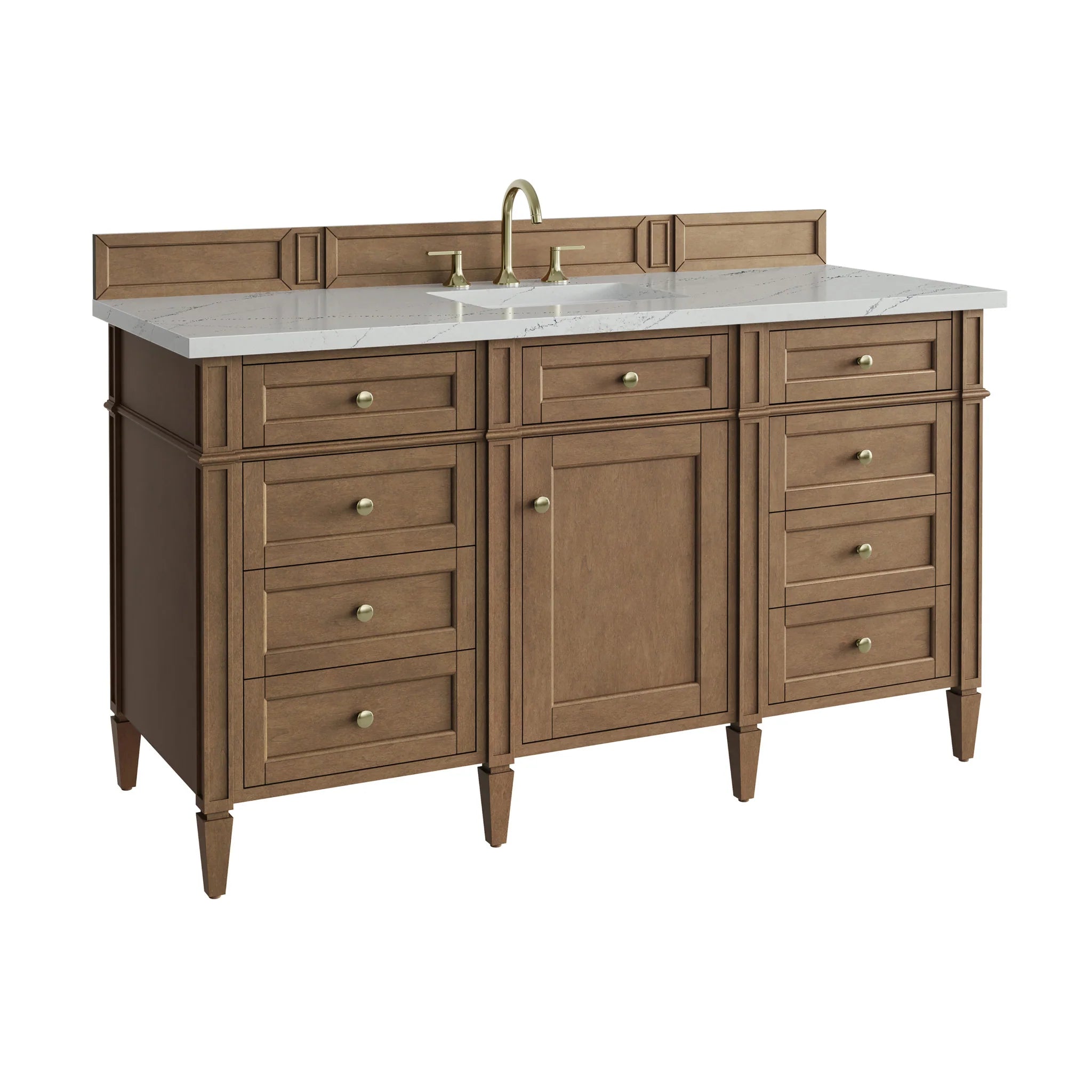 60" Brittany Single Vanity in Pecan by James Martin Vanities-Ethereal Noctis Silestone 10