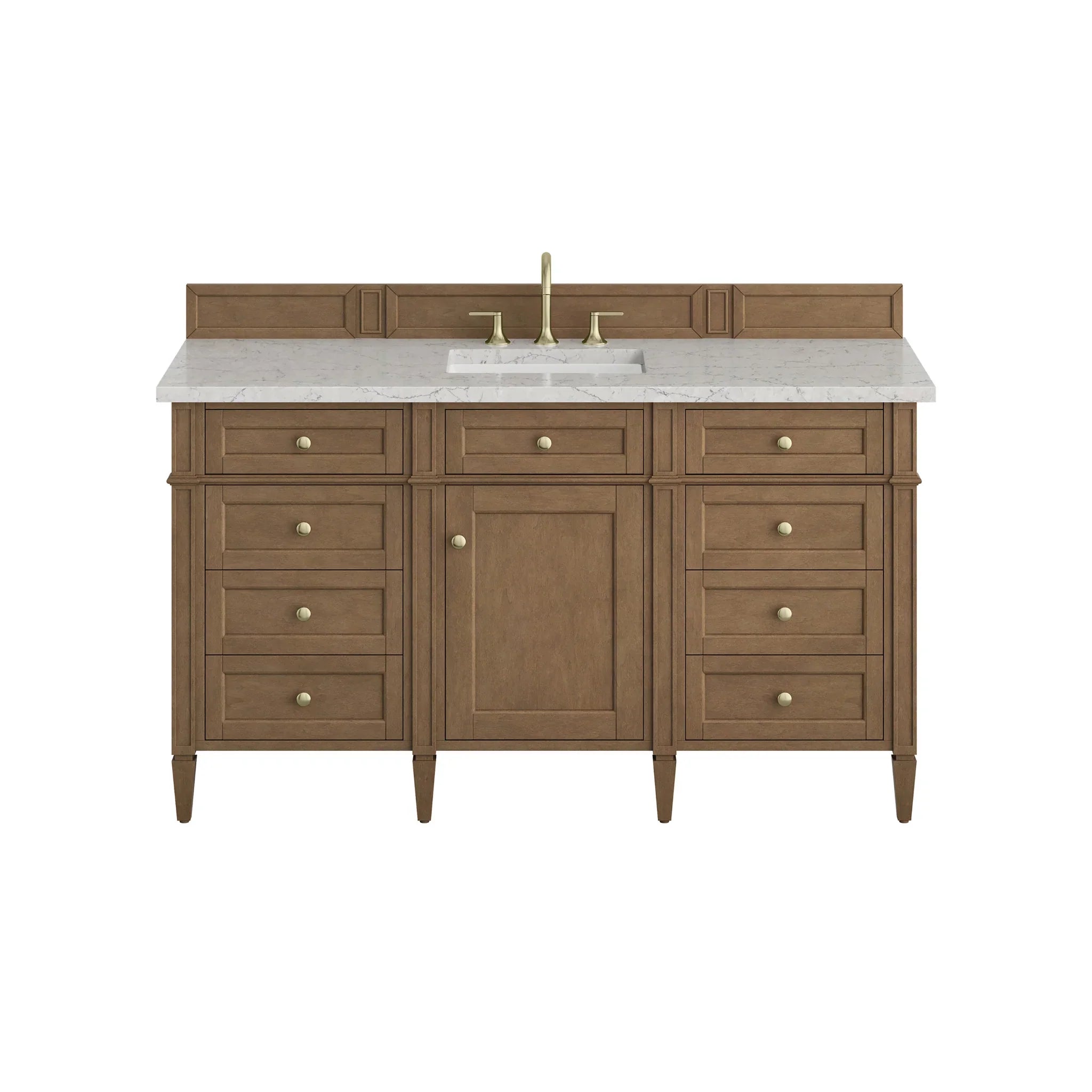 60" Brittany Single Vanity in Pecan w/FreePower Wireless Charger by James Martin Vanities-Eternal Jasmine Pearl Silestone