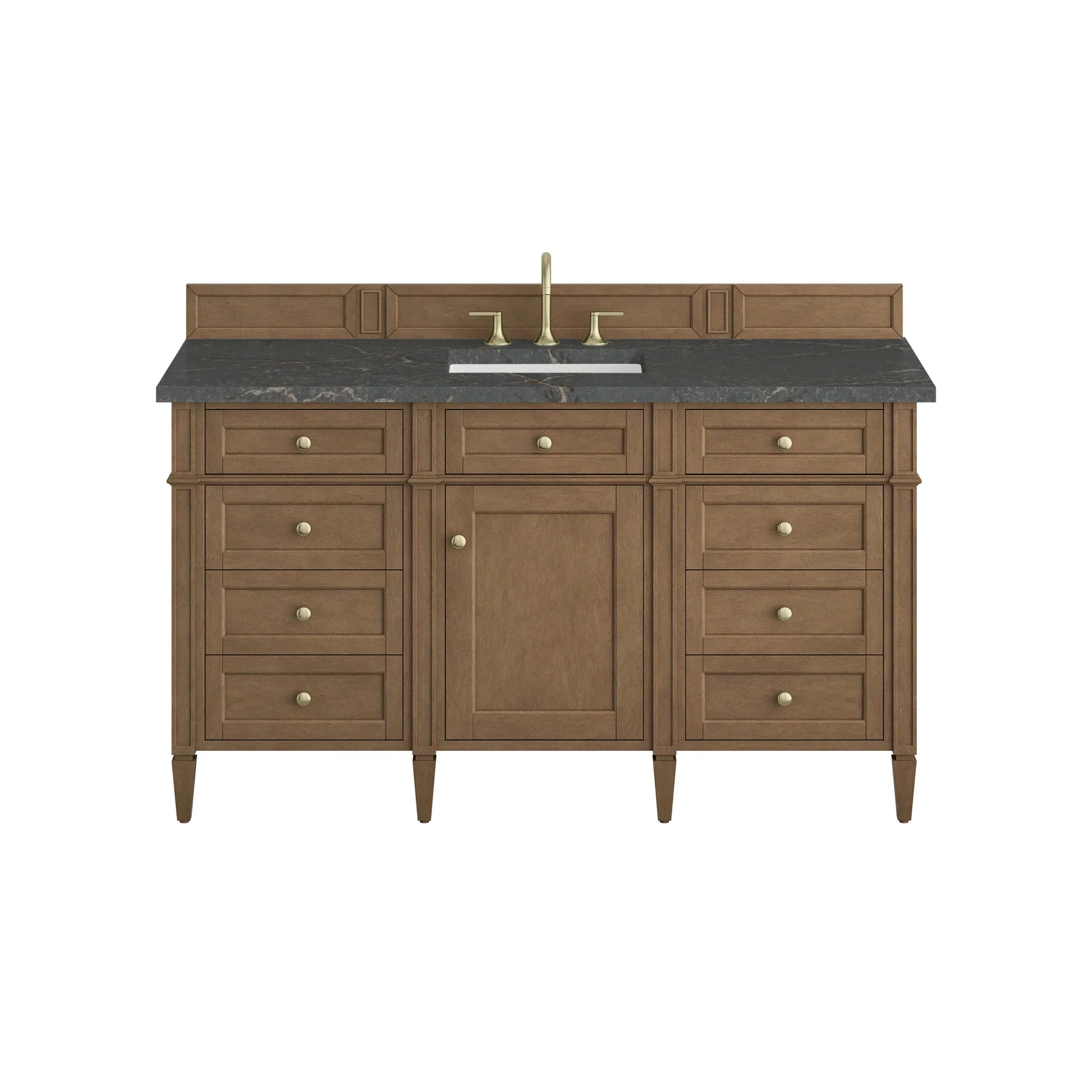 60" Brittany Single Vanity in Pecan w/FreePower Wireless Charger by James Martin Vanities-Parisien Bleu Silestone