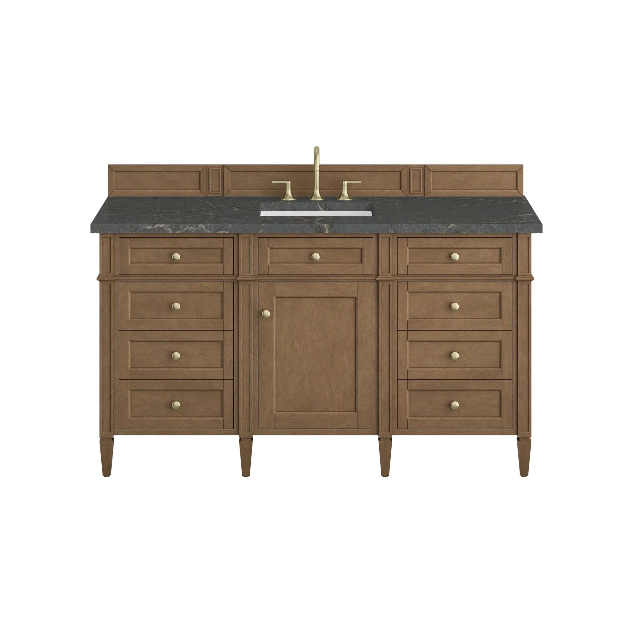 60" Brittany Single Vanity in Pecan w/FreePower Wireless Charger by James Martin Vanities-Parisien Bleu Silestone
