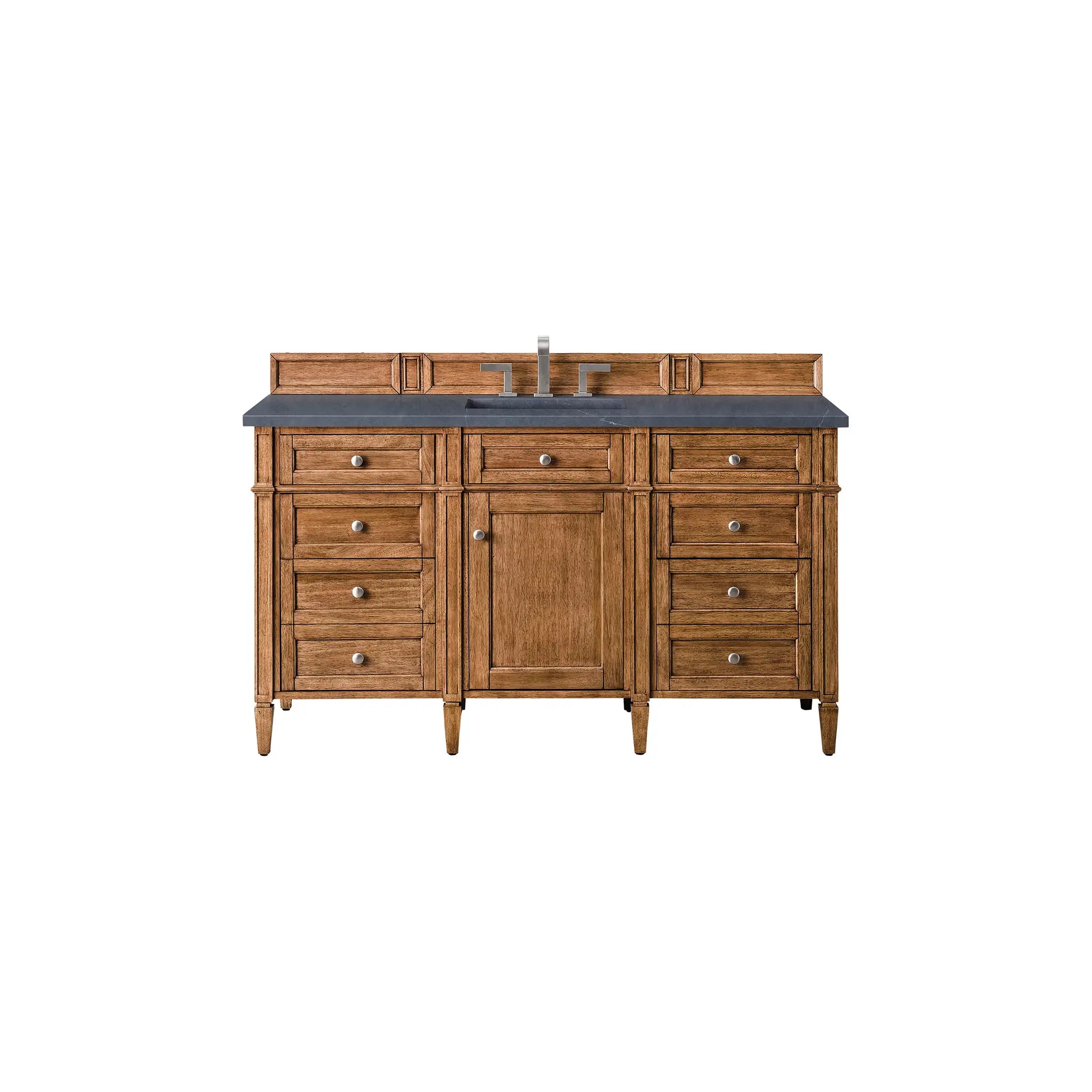 60" Brittany Single Vanity in Saddle Brown-Charcoal Soapstone Silestone-8" Widespread image