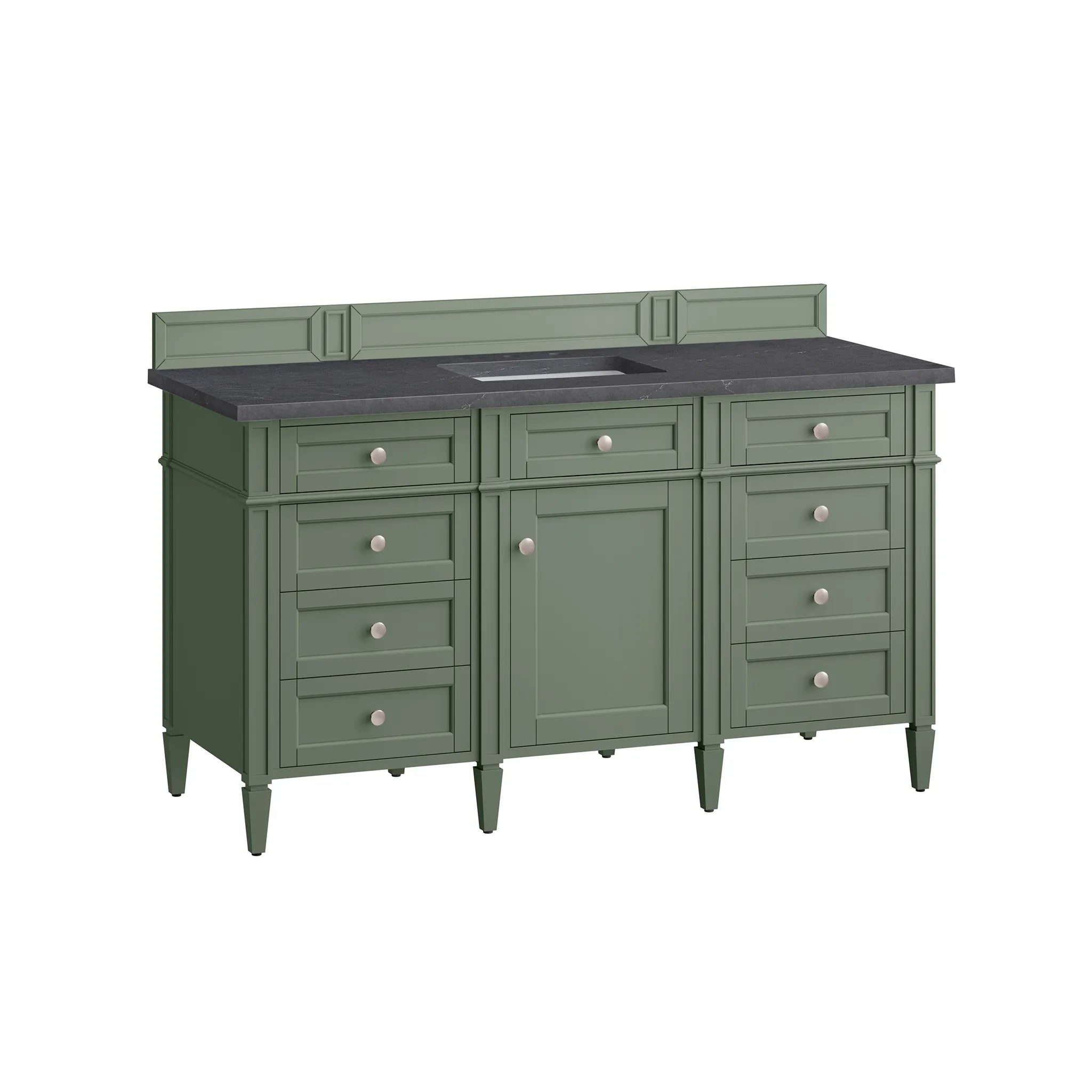 60" Brittany Single Vanity in Smokey Celadon-Charcoal Soapstone Silestone-8" Widespread image 5