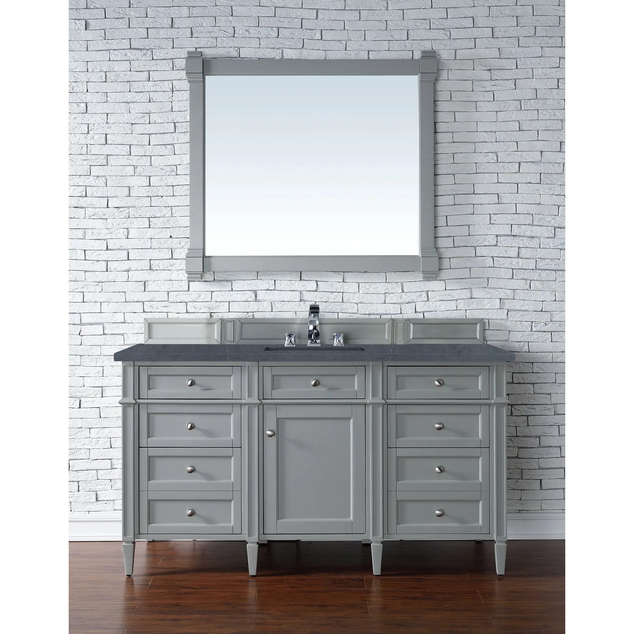 60" Brittany Single Vanity in Urban Gray-Charcoal Soapstone Silestone-8" Widespread image 1