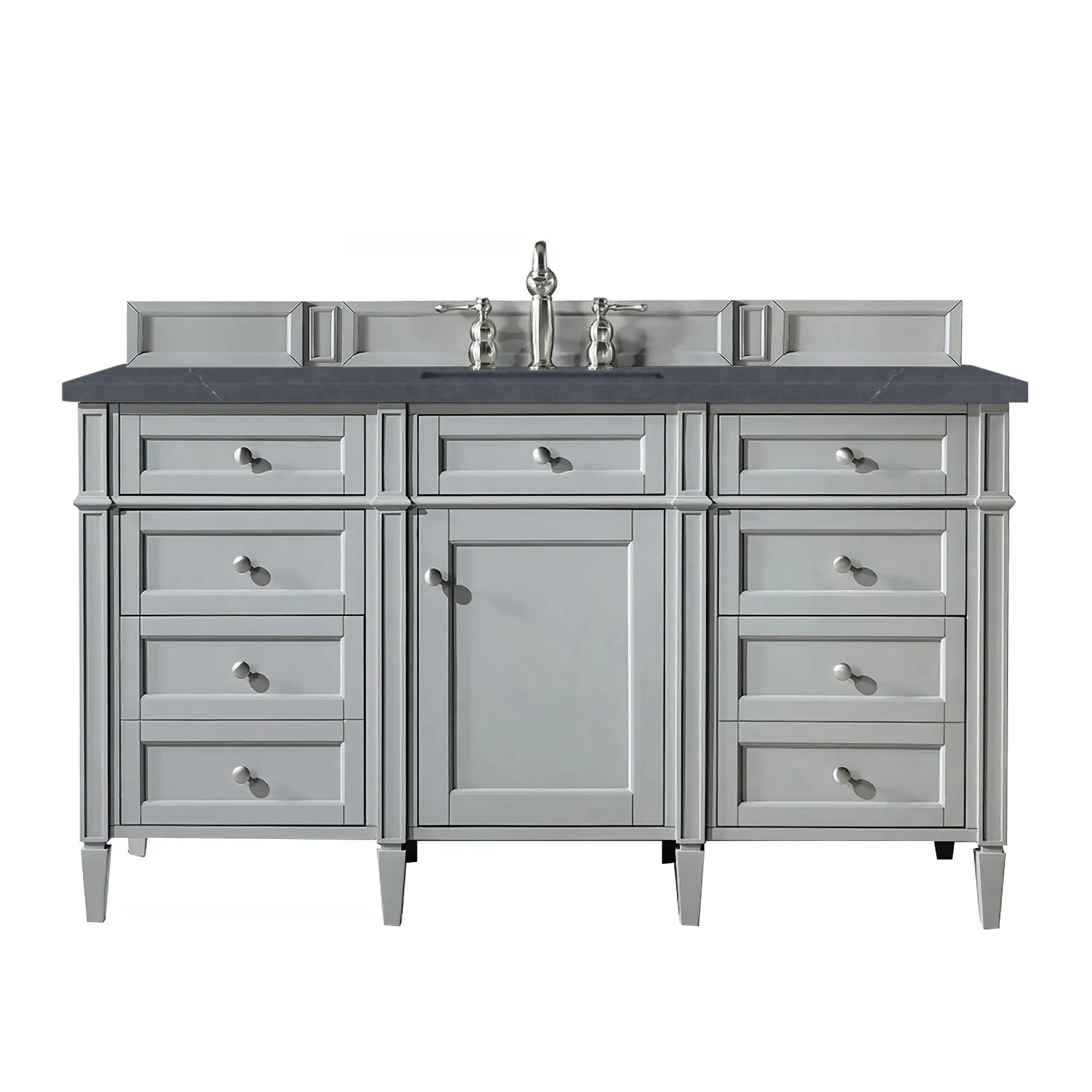 60" Brittany Single Vanity in Urban Gray-Charcoal Soapstone Silestone-8" Widespread image