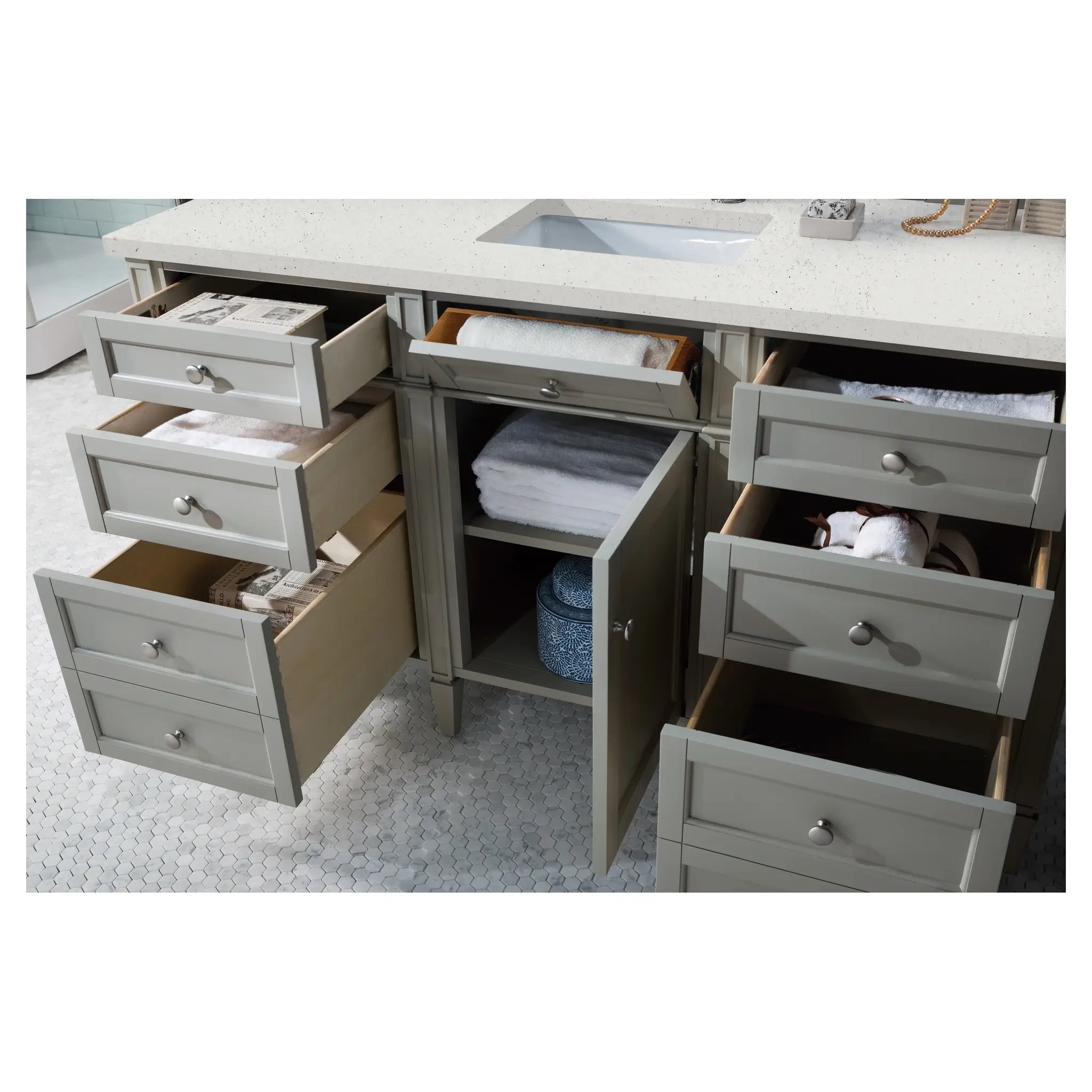 60 Brittany Single Vanity In Urban Gray Standard Lime Delight Silestone 8 Widespread 5
