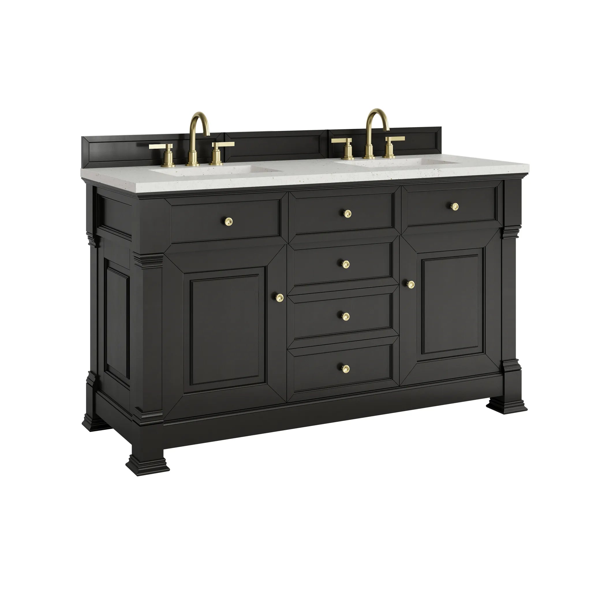 60" Brookfield Double Vanity in Black Onyx-Lime Delight Silestone-8" Widespread image 9