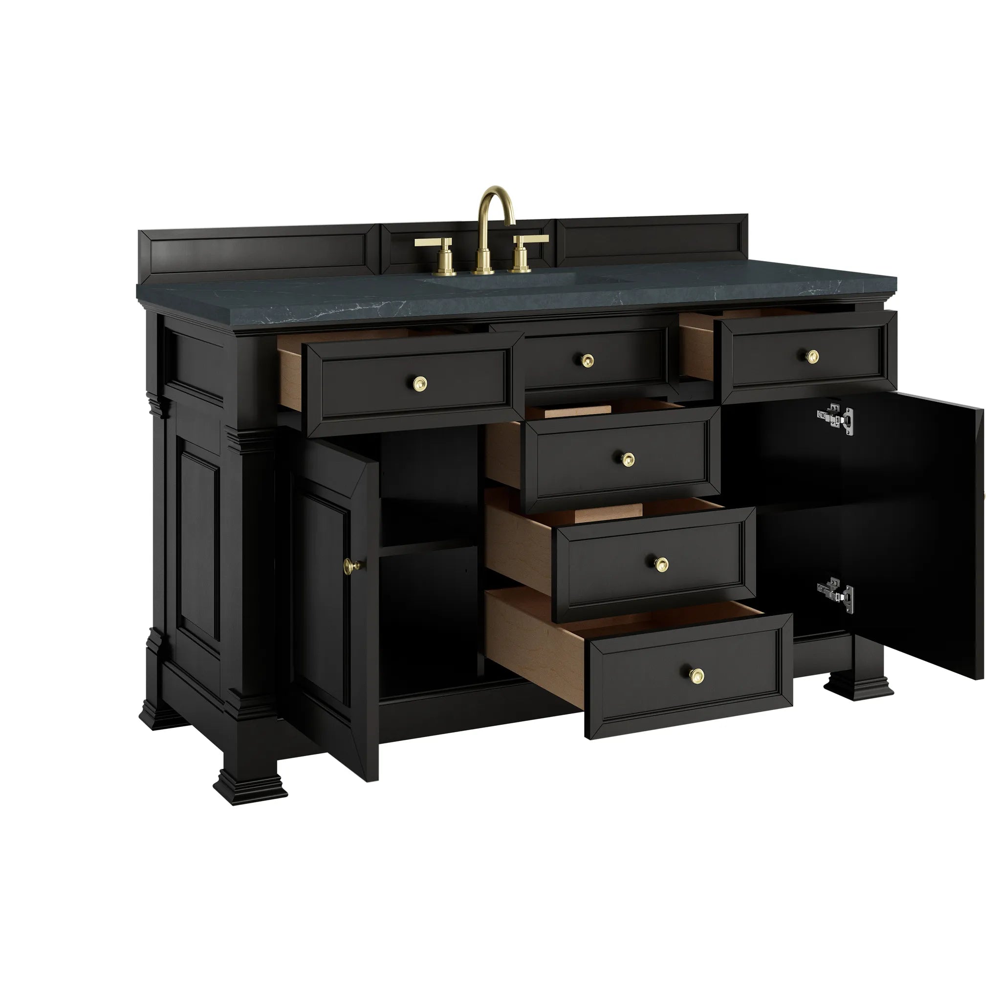 60" Brookfield Single Vanity in Black Onyx-Charcoal Soapstone Silestone-8" Widespread image 7