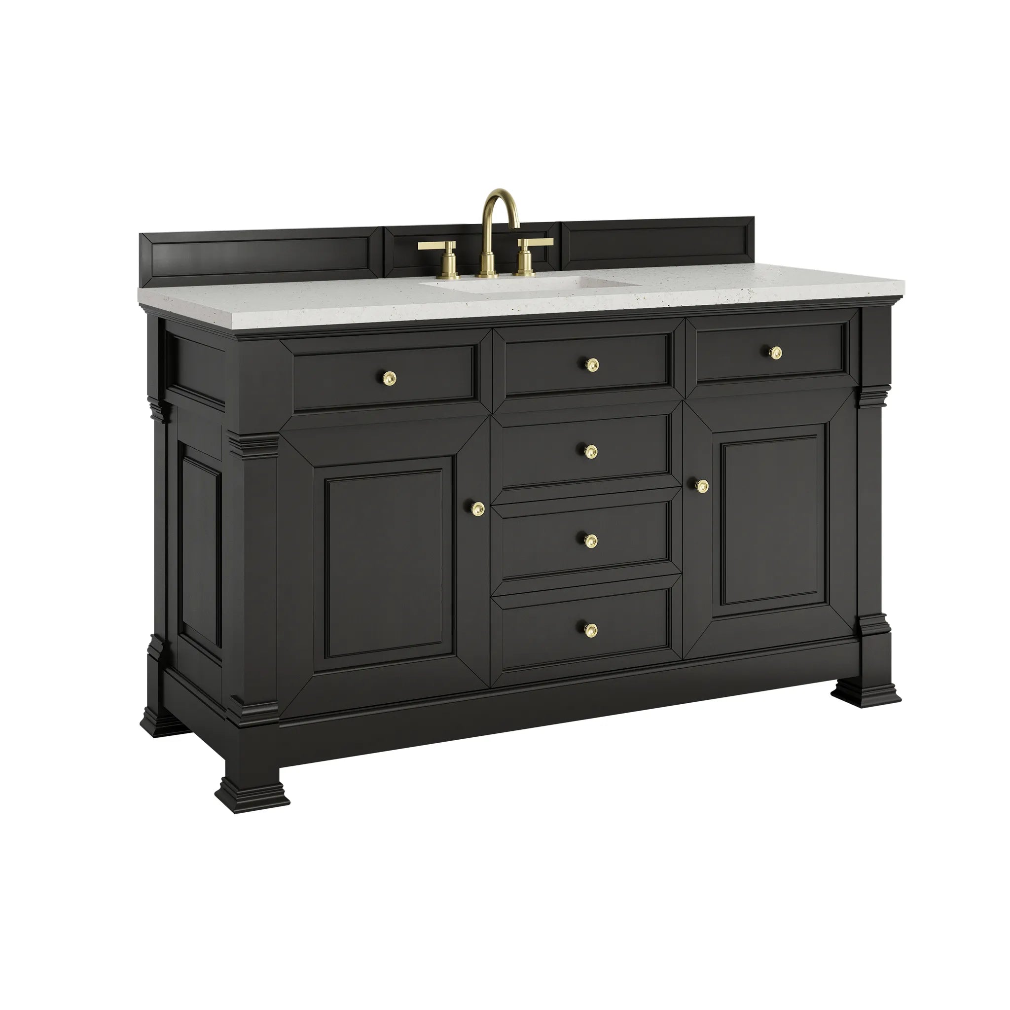 60" Brookfield Single Vanity in Black Onyx-Lime Delight Silestone-8" Widespread image 9