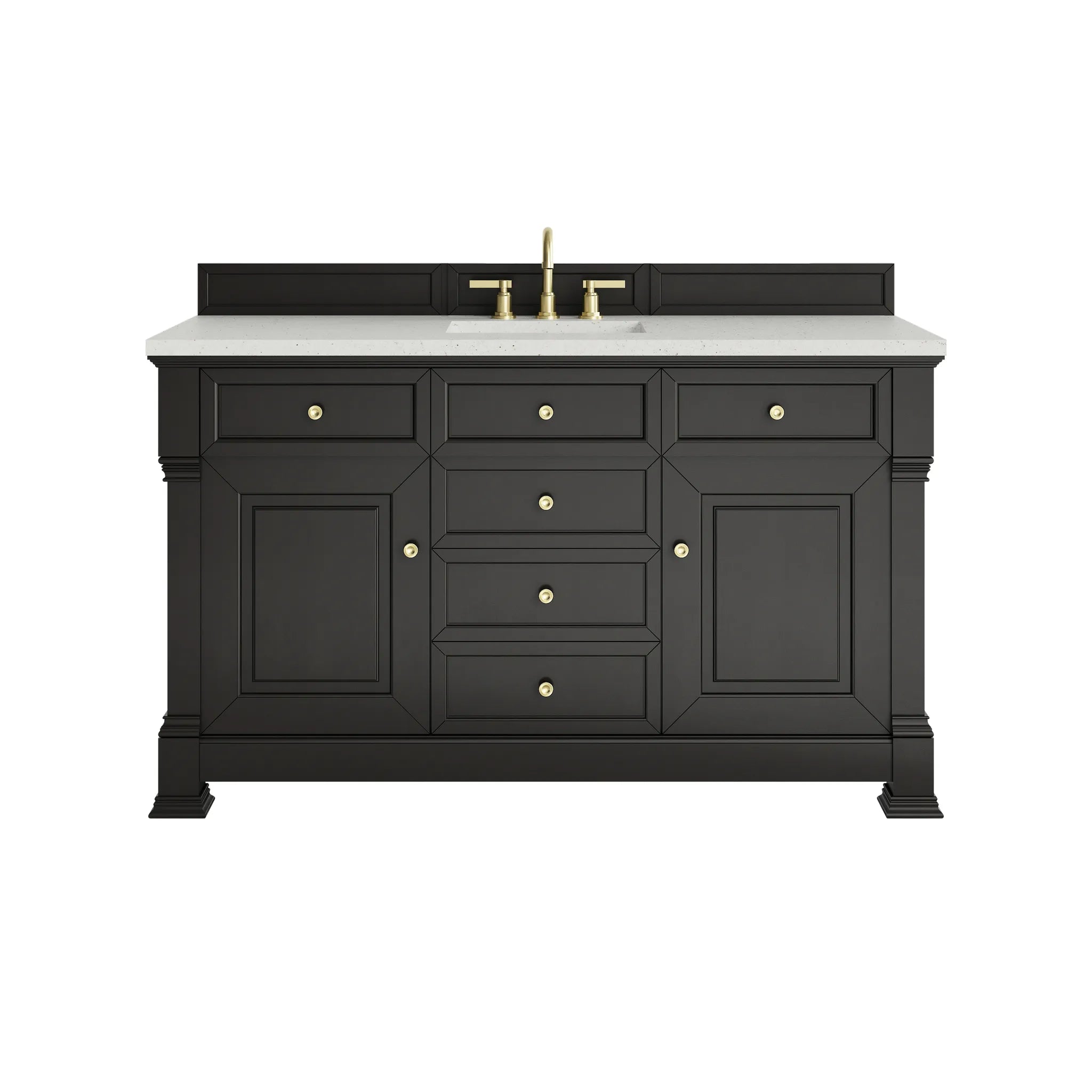 60" Brookfield Single Vanity in Black Onyx-Lime Delight Silestone-8" Widespread image
