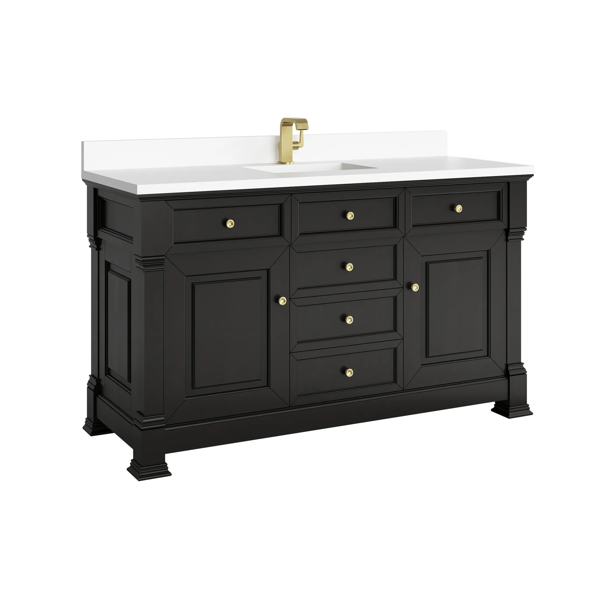 60" Brookfield Single Vanity in Black Onyx-White Zeus Silestone & Backsplash-Single Hole image 8