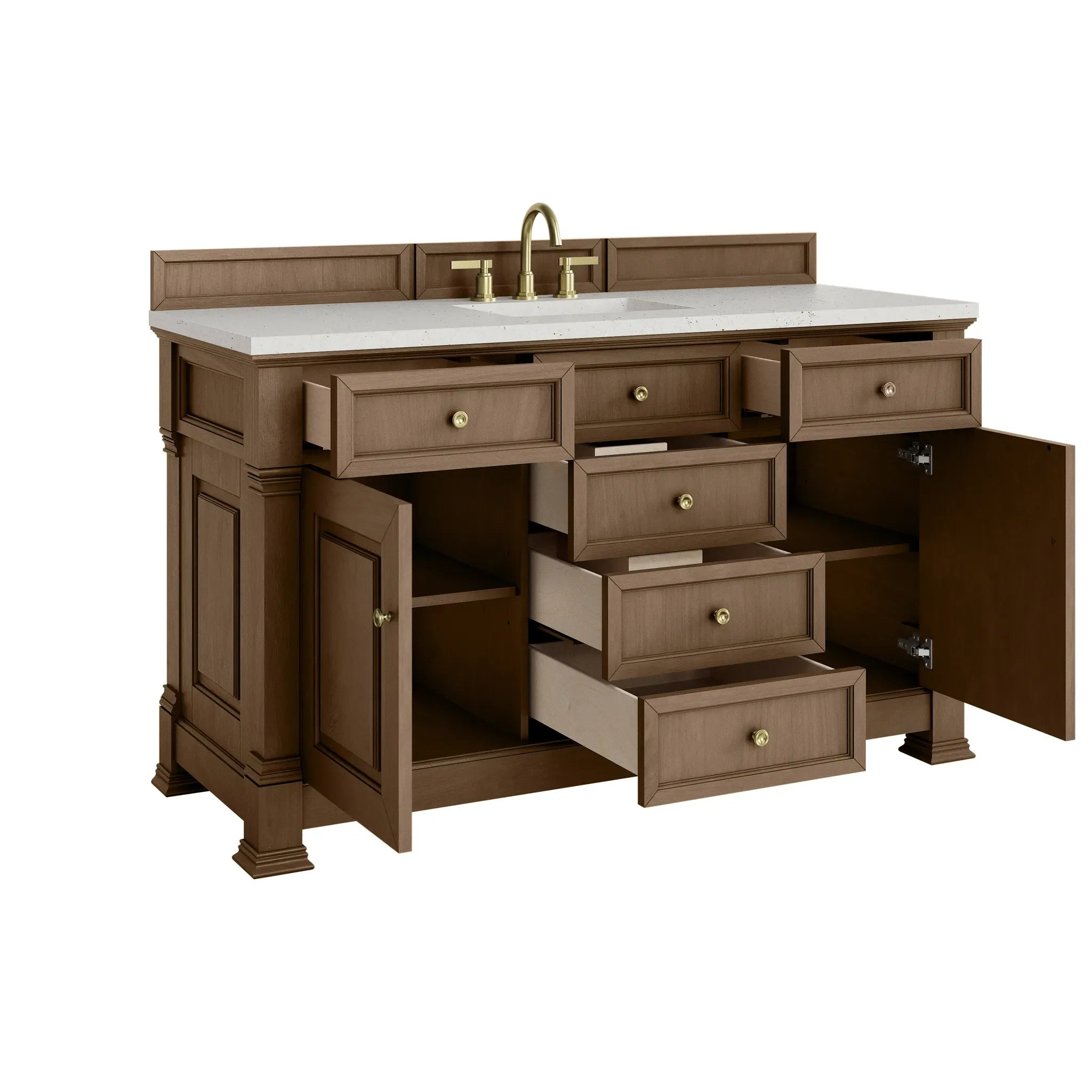 60" Brookfield Single Vanity in Pecan-Lime Delight Silestone-8" Widespread image 7