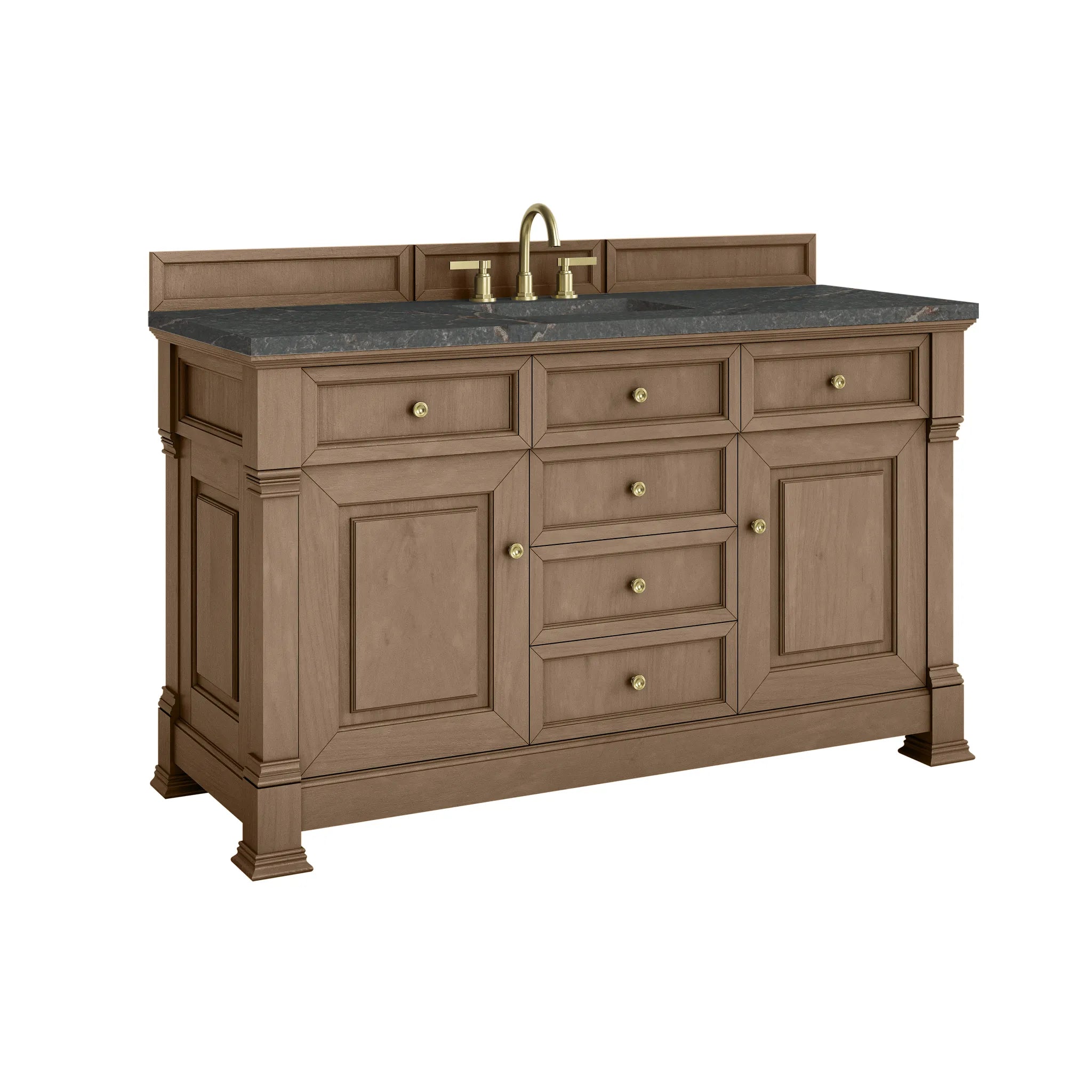 60" Brookfield Single Vanity in Pecan-Parisien Bleu Silestone-8" Widespread image 9