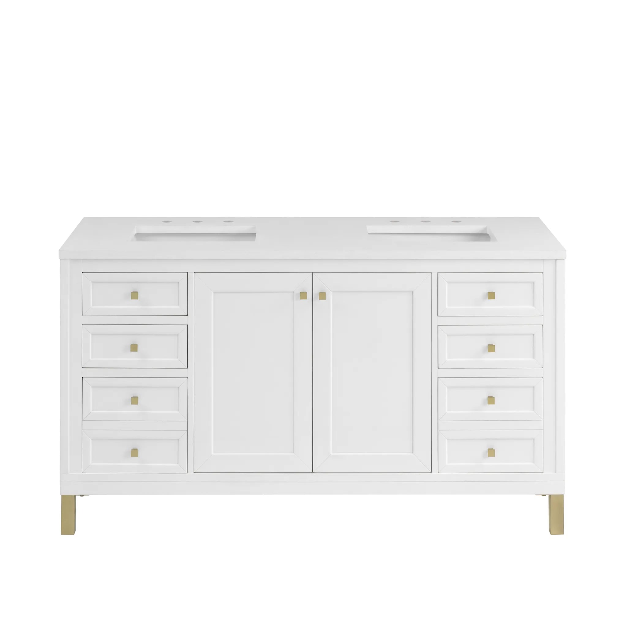 60" Chicago Double Vanity in Glossy White-White Zeus Silestone-8" Widespread image 1