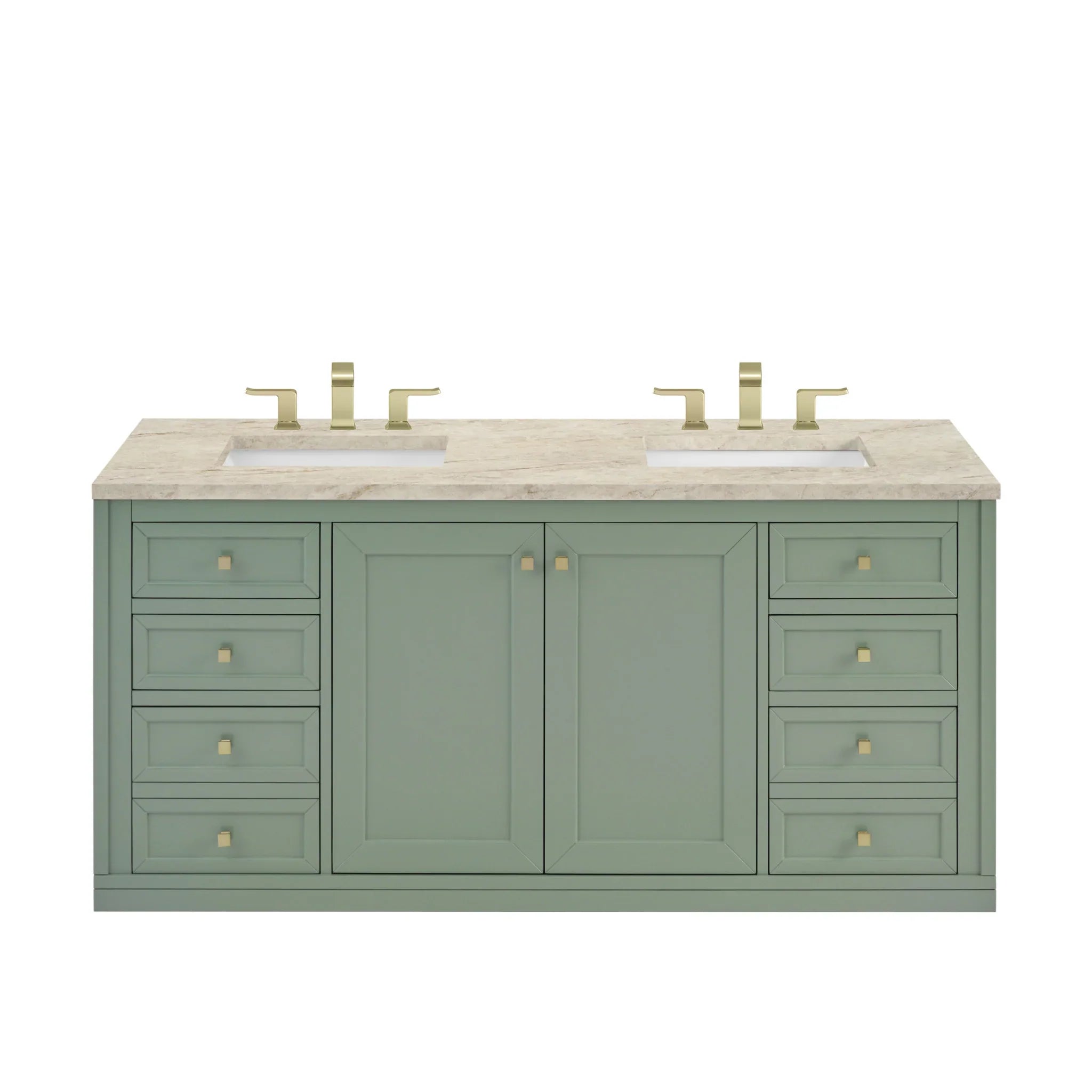 60" Chicago Double Vanity in Smokey Celadon by James Martin Vanities
