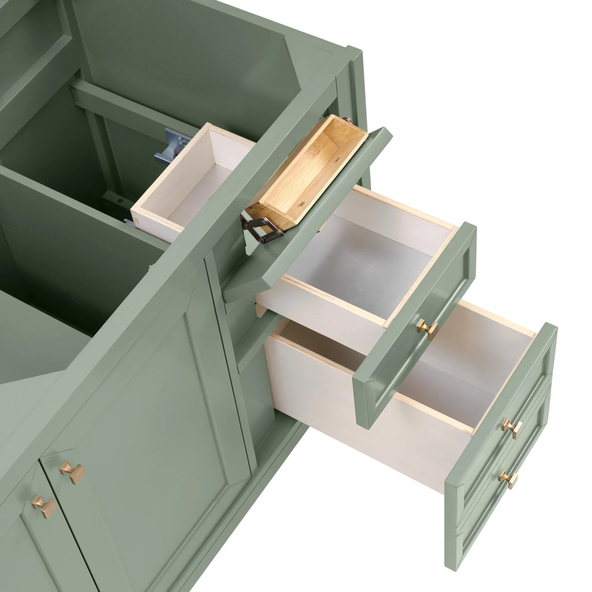 60" Chicago Double Vanity in Smokey Celadon w/FreePower Wireless Charger-Cabinet Only-Not Available image 11