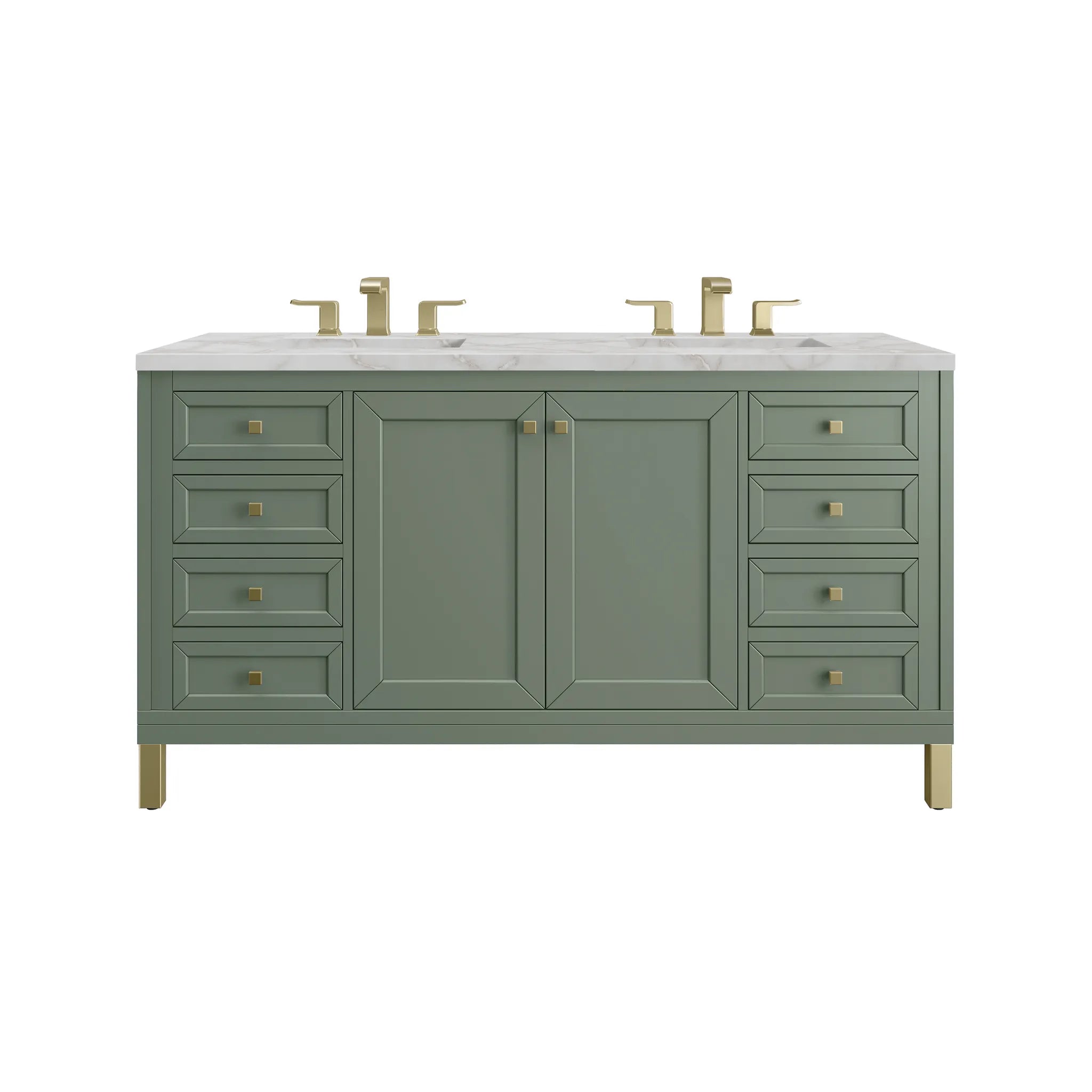 60" Chicago Double Vanity in Smokey Celadon by James Martin Vanities