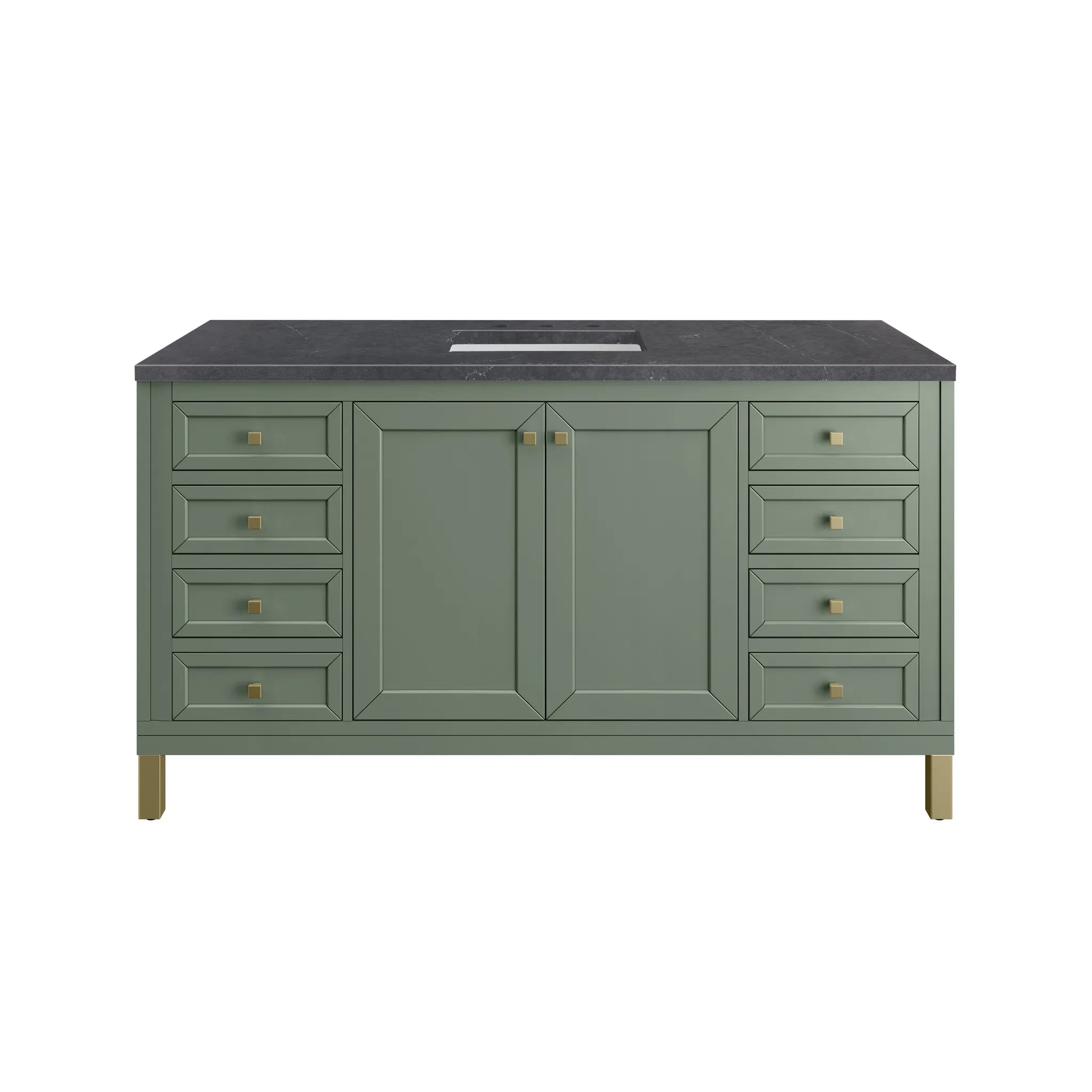 60" Chicago Single Vanity in Smokey Celadon-Charcoal Soapstone Silestone-8" Widespread image 1