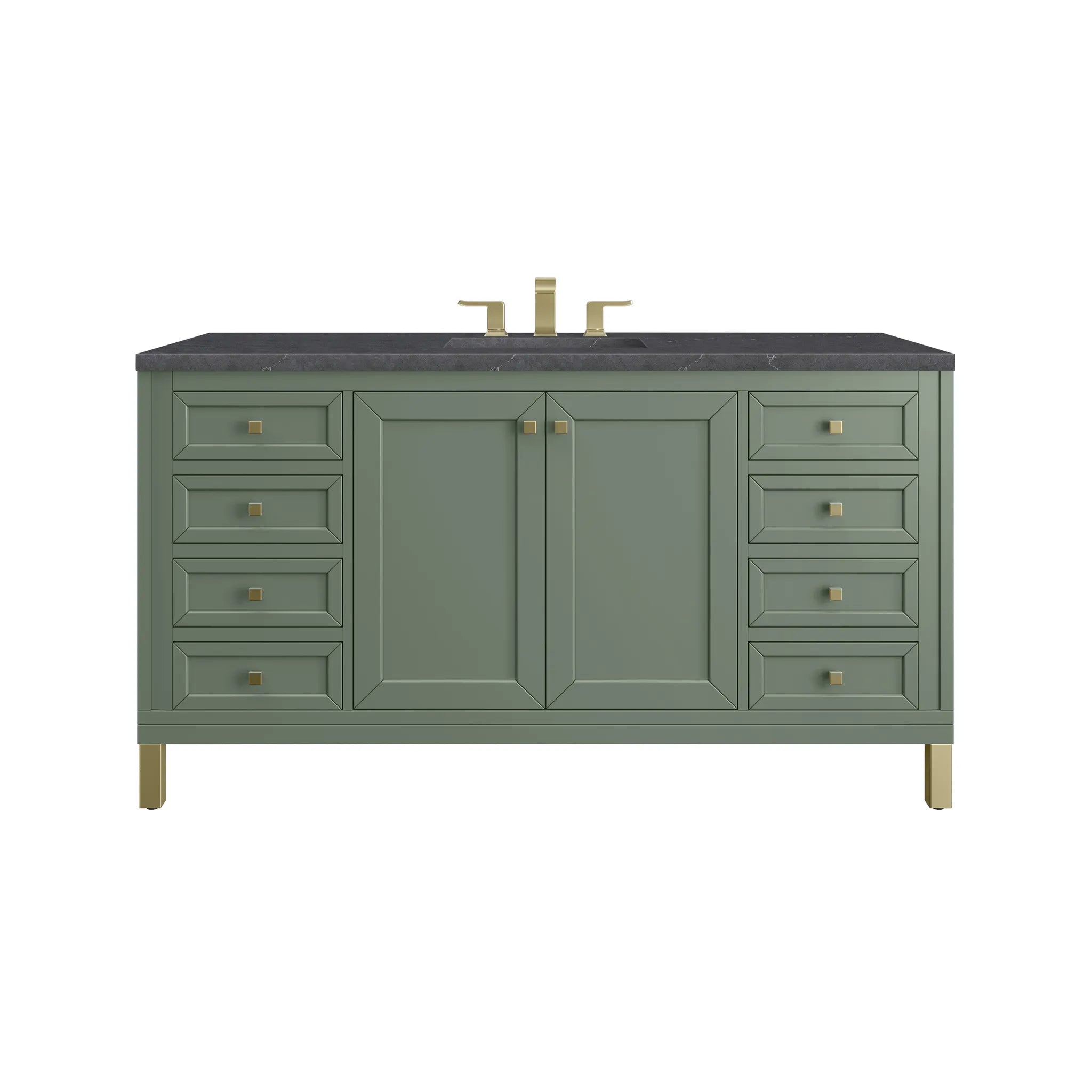 60" Chicago Single Vanity in Smokey Celadon-Charcoal Soapstone Silestone-8" Widespread image
