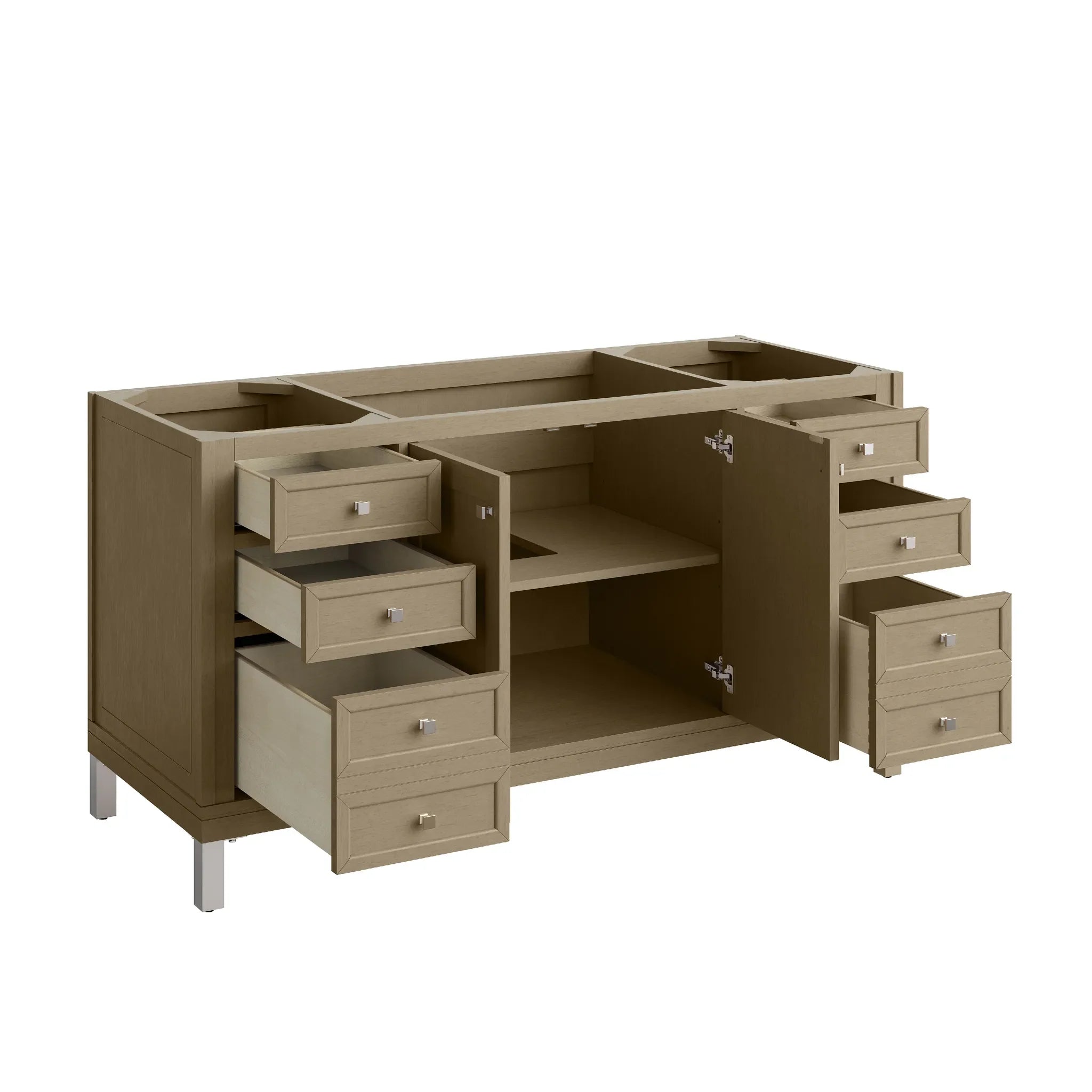 60" Chicago Single Vanity in Walnut Whisper-Charcoal Soapstone Silestone-8" Widespread image 14
