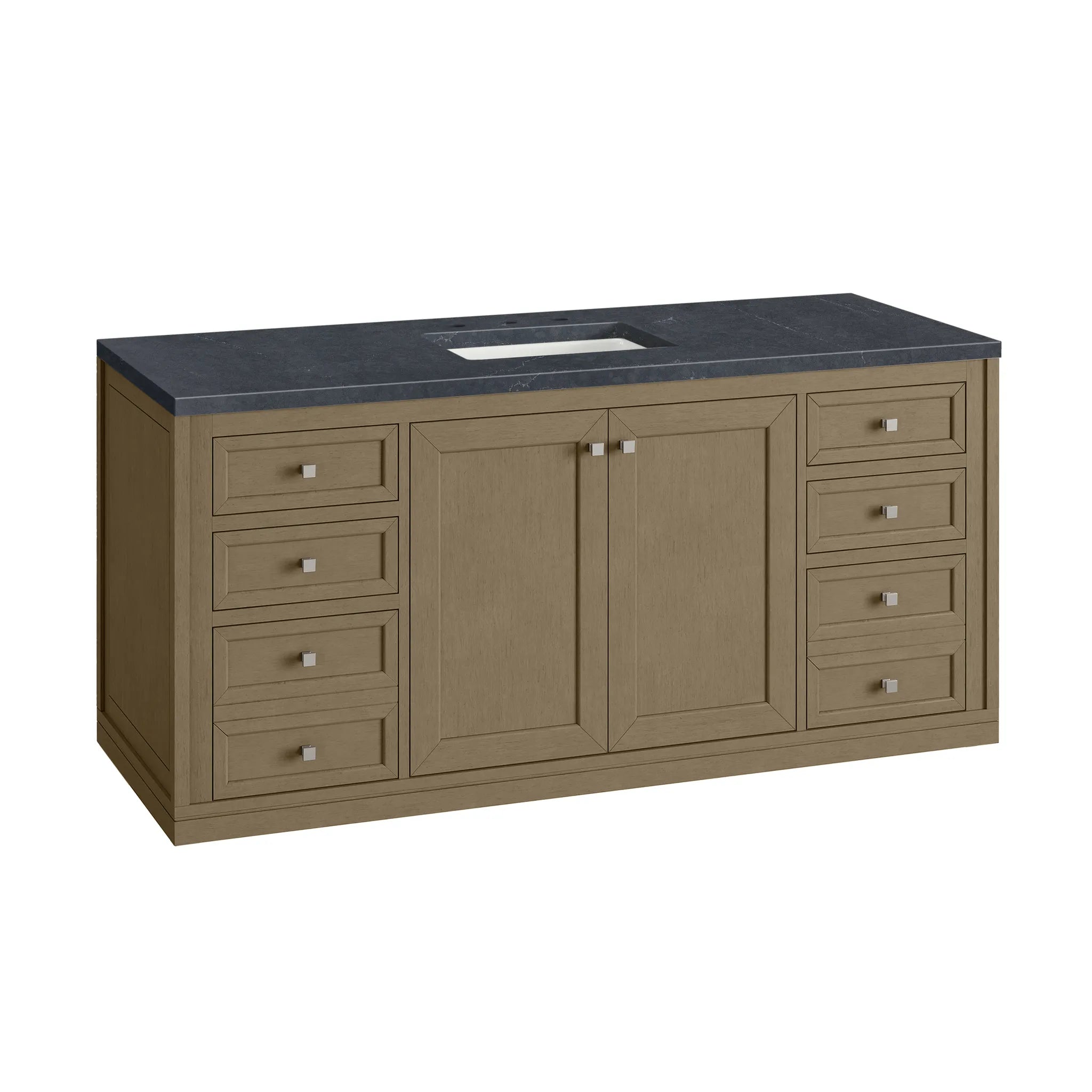 60" Chicago Single Vanity in Walnut Whisper-Charcoal Soapstone Silestone-8" Widespread image 17