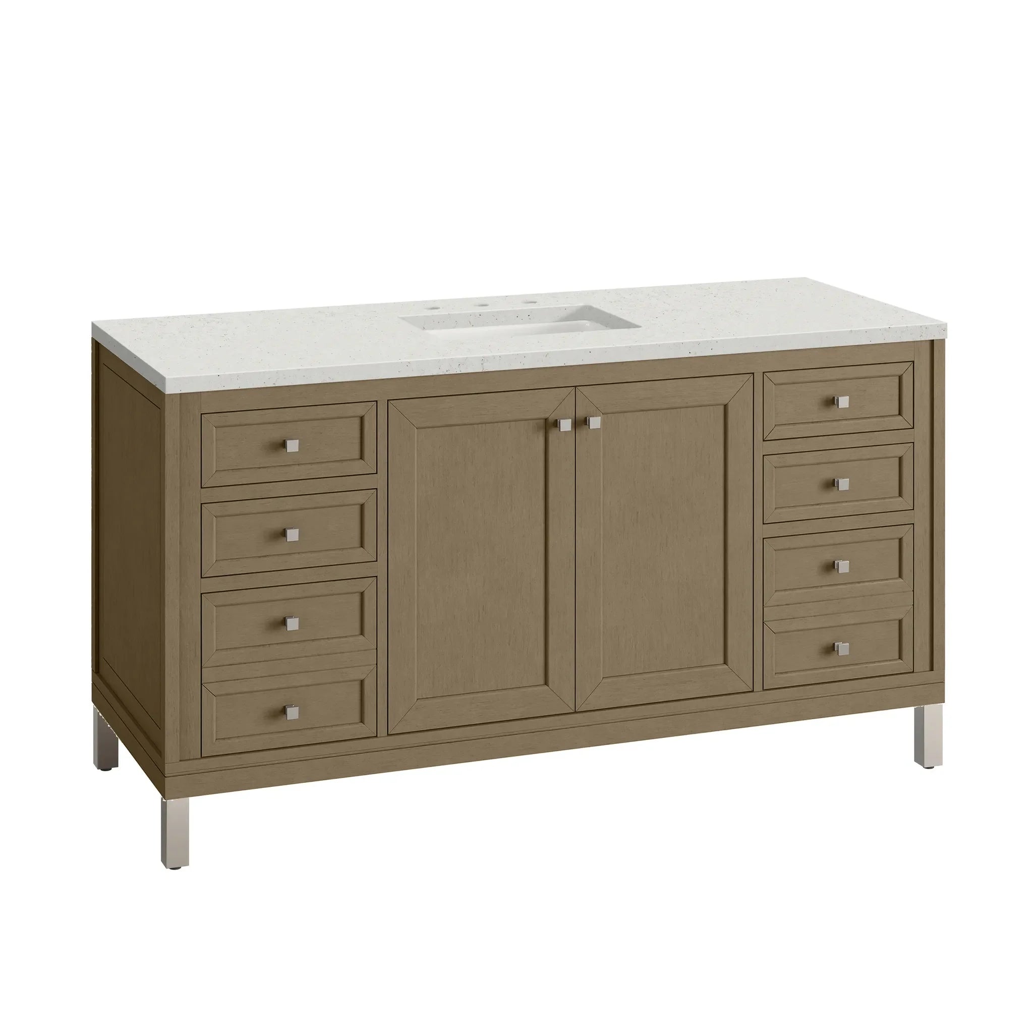 60" Chicago Single Vanity in Walnut Whisper-Lime Delight Silestone-8" Widespread image 9