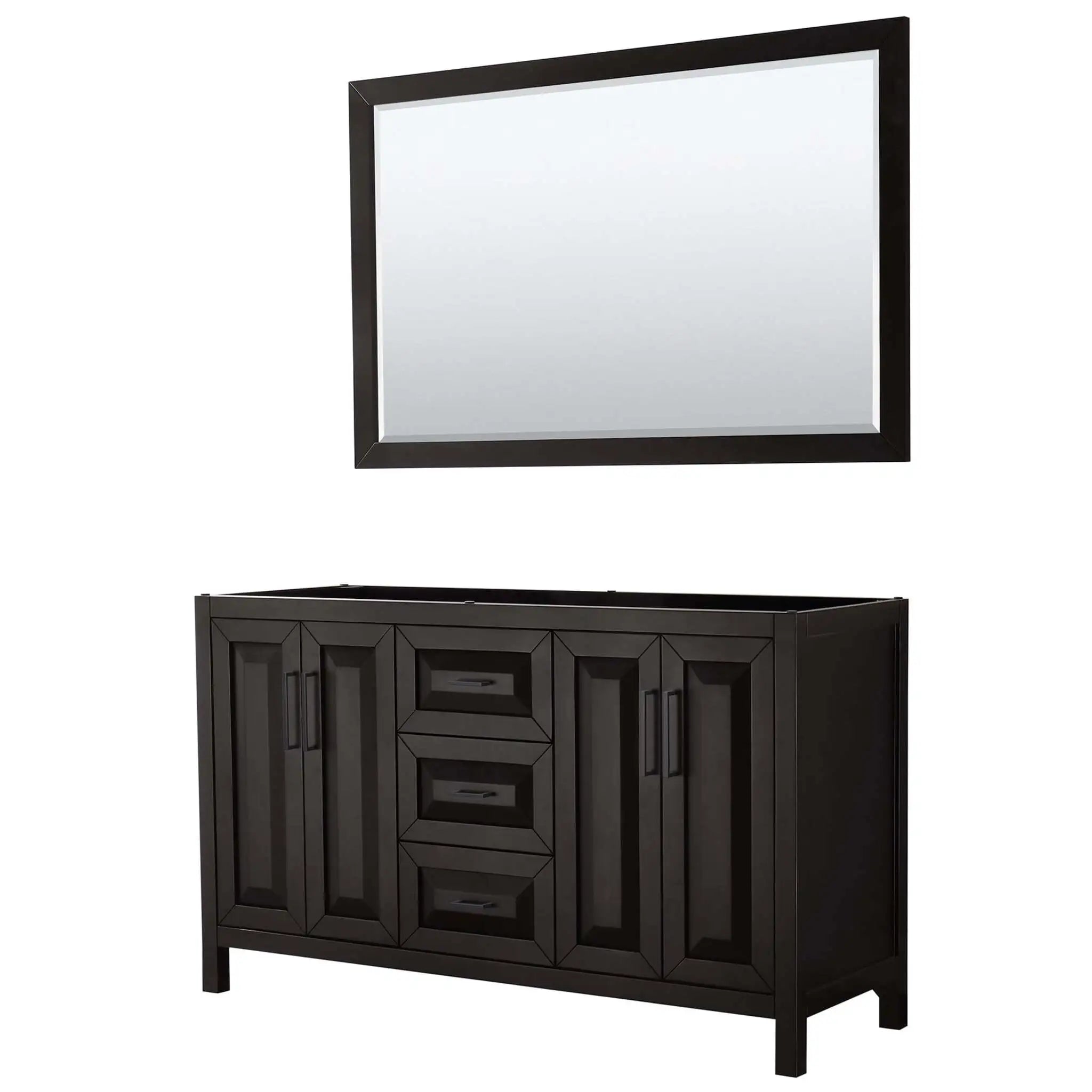 60" Daria Double Bathroom Vanity in Dark Espresso with Matte Black Trim & 58" Mirror by Wyndham