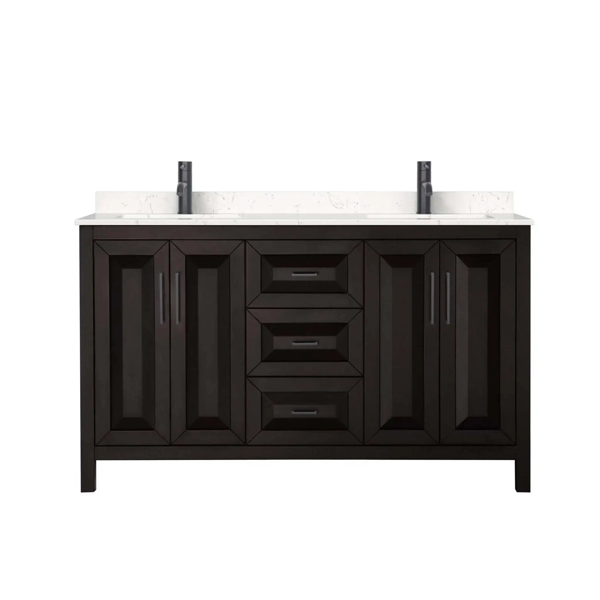 60" Daria Double Bathroom Vanity in Dark Espresso with Matte Black Trim by Wyndham