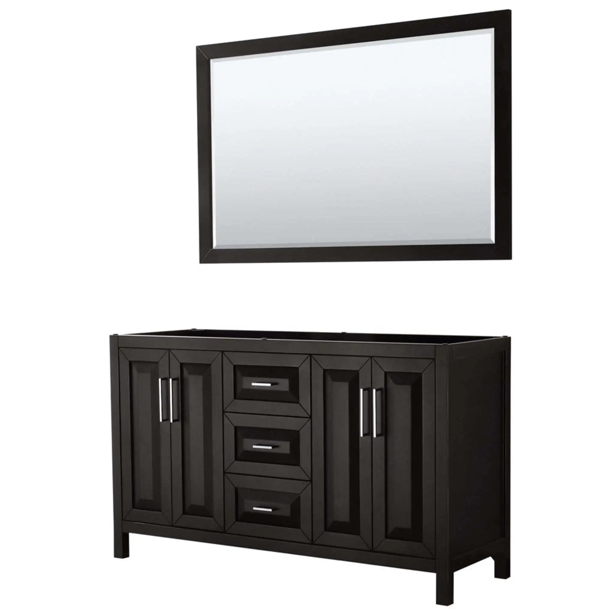 60" Daria Double Bathroom Vanity in Dark Espresso with Polished Chrome Trim & 58" Mirror by Wyndham