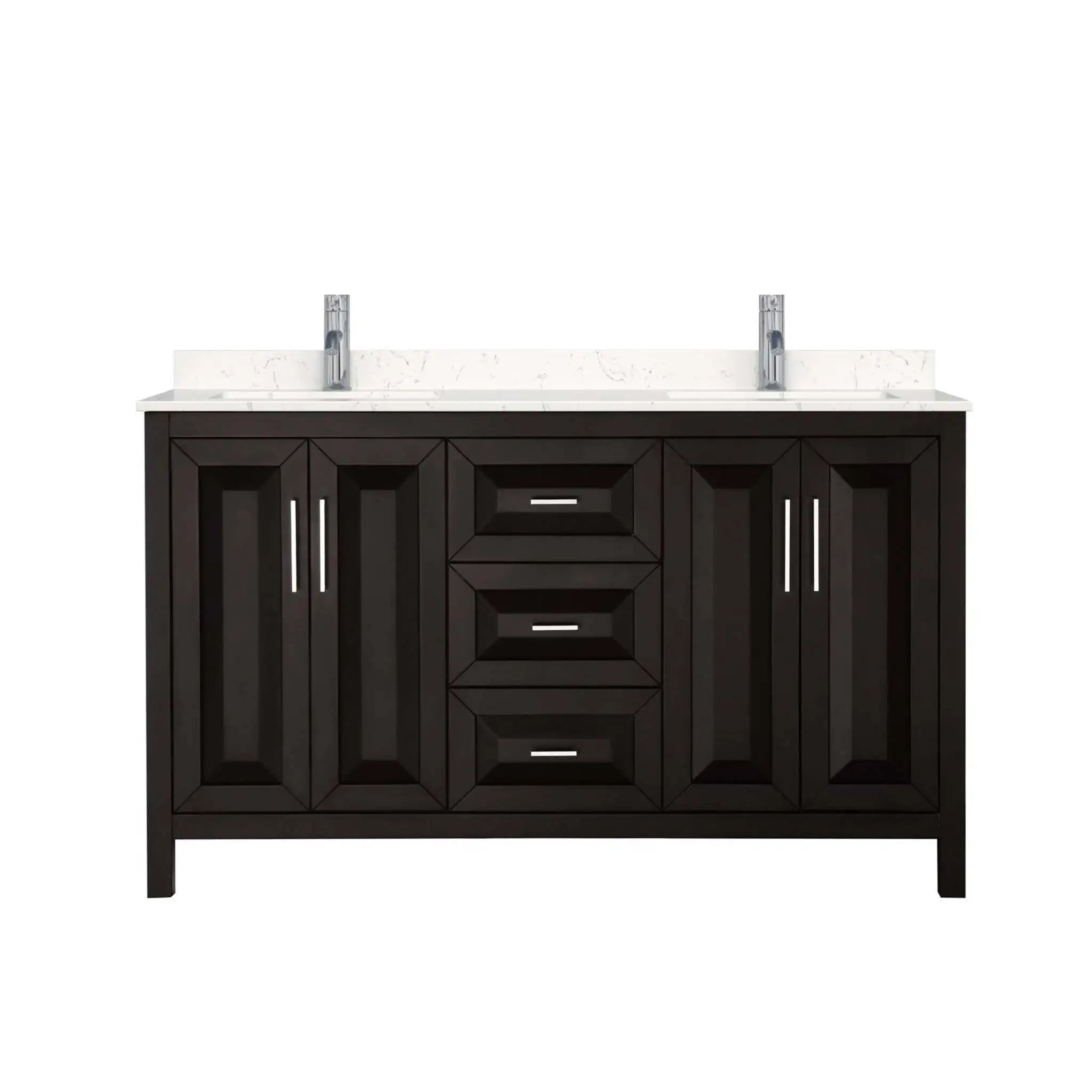 60" Daria Double Bathroom Vanity in Dark Espresso with Polished Chrome Trim by Wyndham