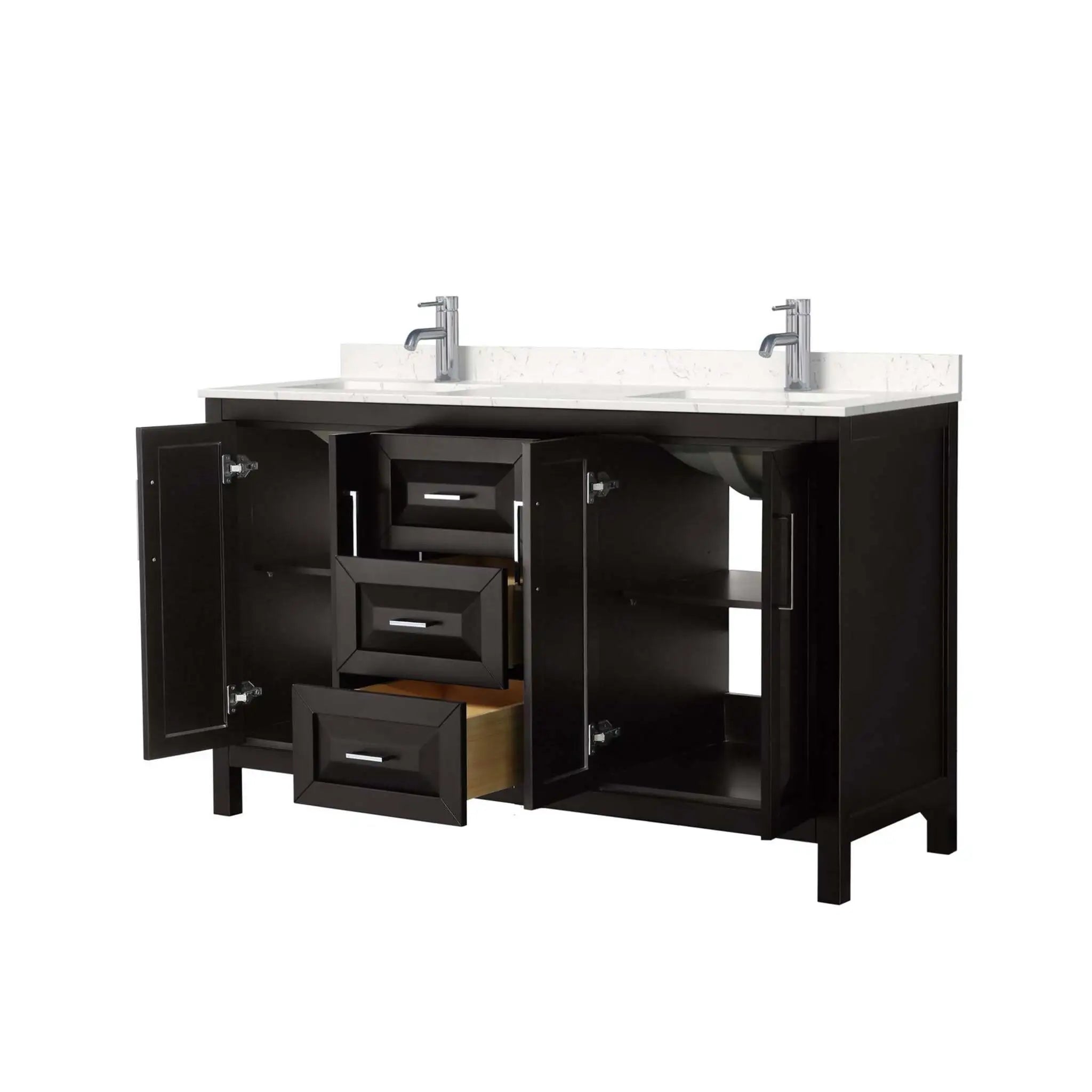 60" Daria Double Bathroom Vanity in Dark Espresso with Polished Chrome Trim by Wyndham