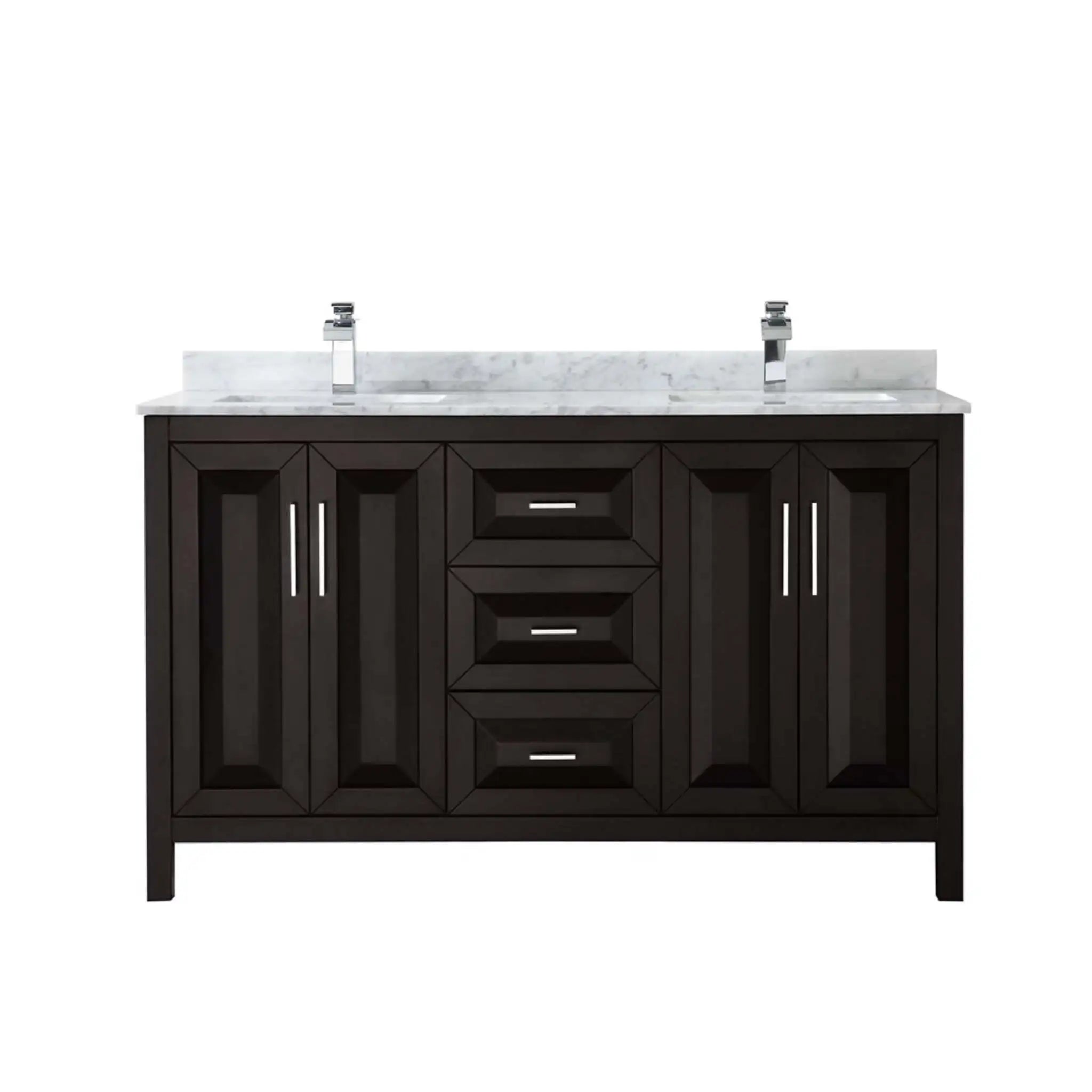 60" Daria Double Bathroom Vanity in Dark Espresso with Polished Chrome Trim by Wyndham