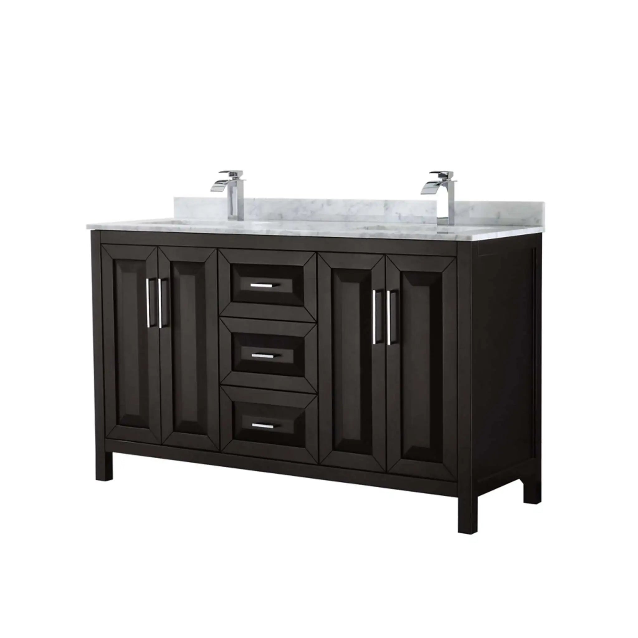 60" Daria Double Bathroom Vanity in Dark Espresso with Polished Chrome Trim by Wyndham