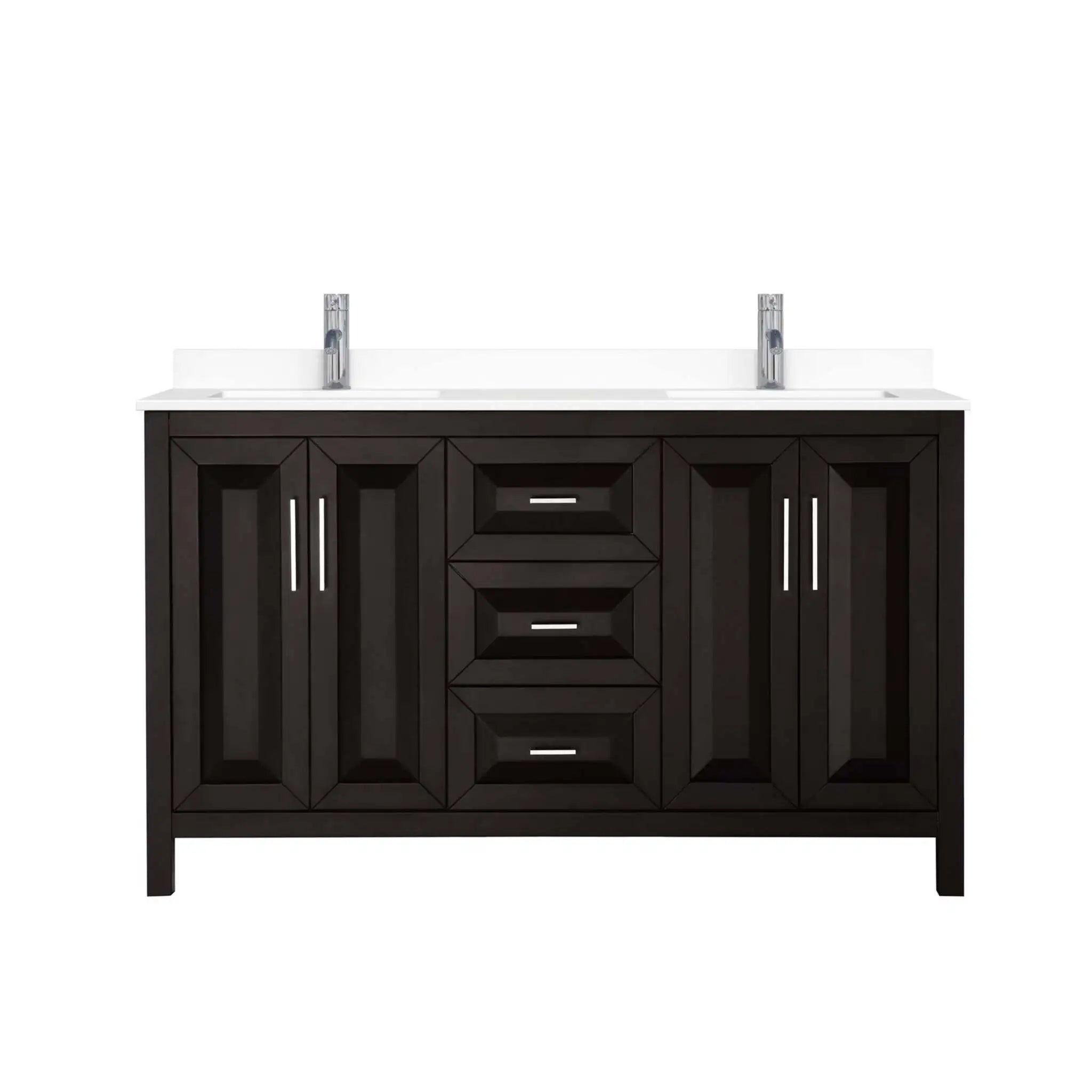 60" Daria Double Bathroom Vanity in Dark Espresso with Polished Chrome Trim by Wyndham