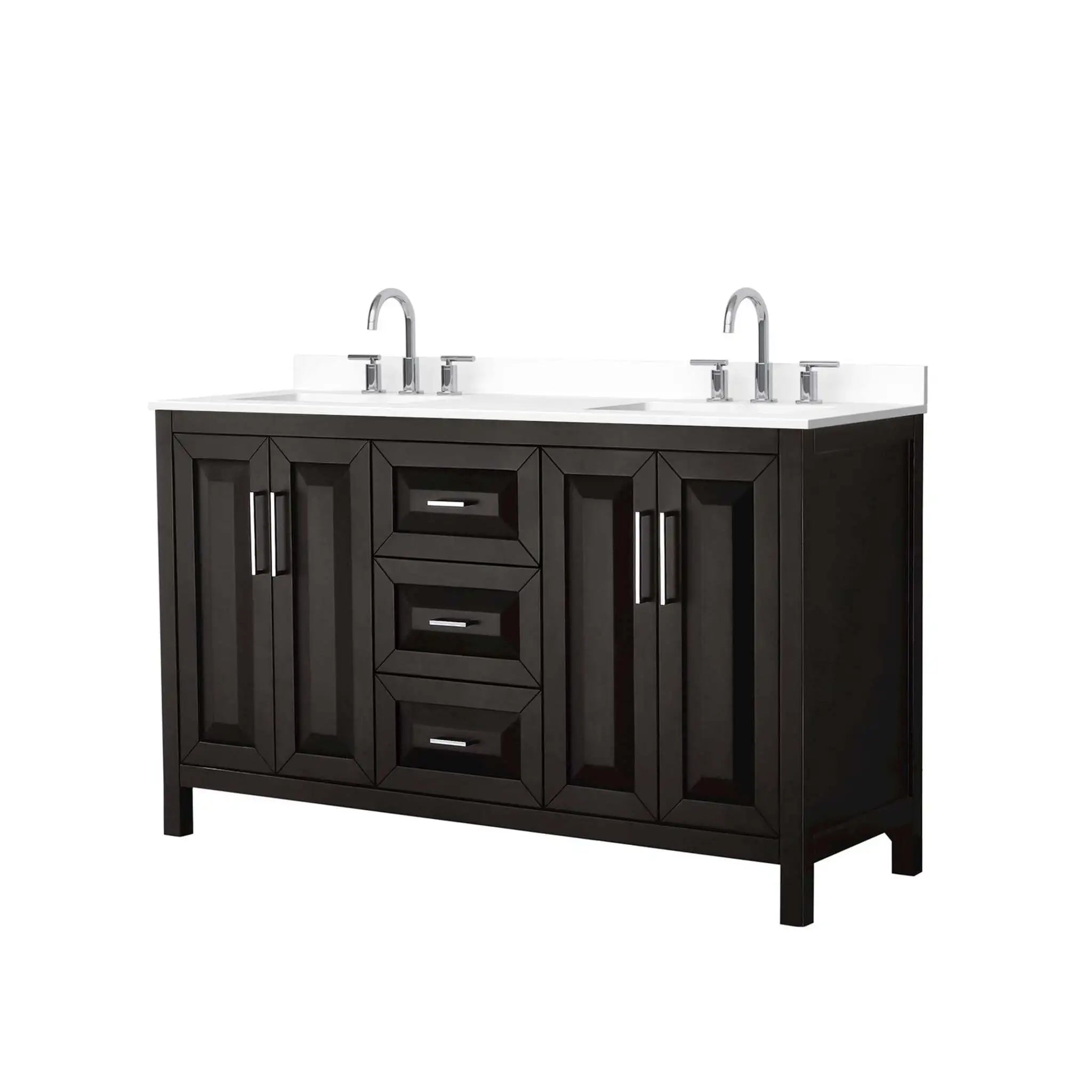 60" Daria Double Bathroom Vanity in Dark Espresso with Polished Chrome Trim by Wyndham