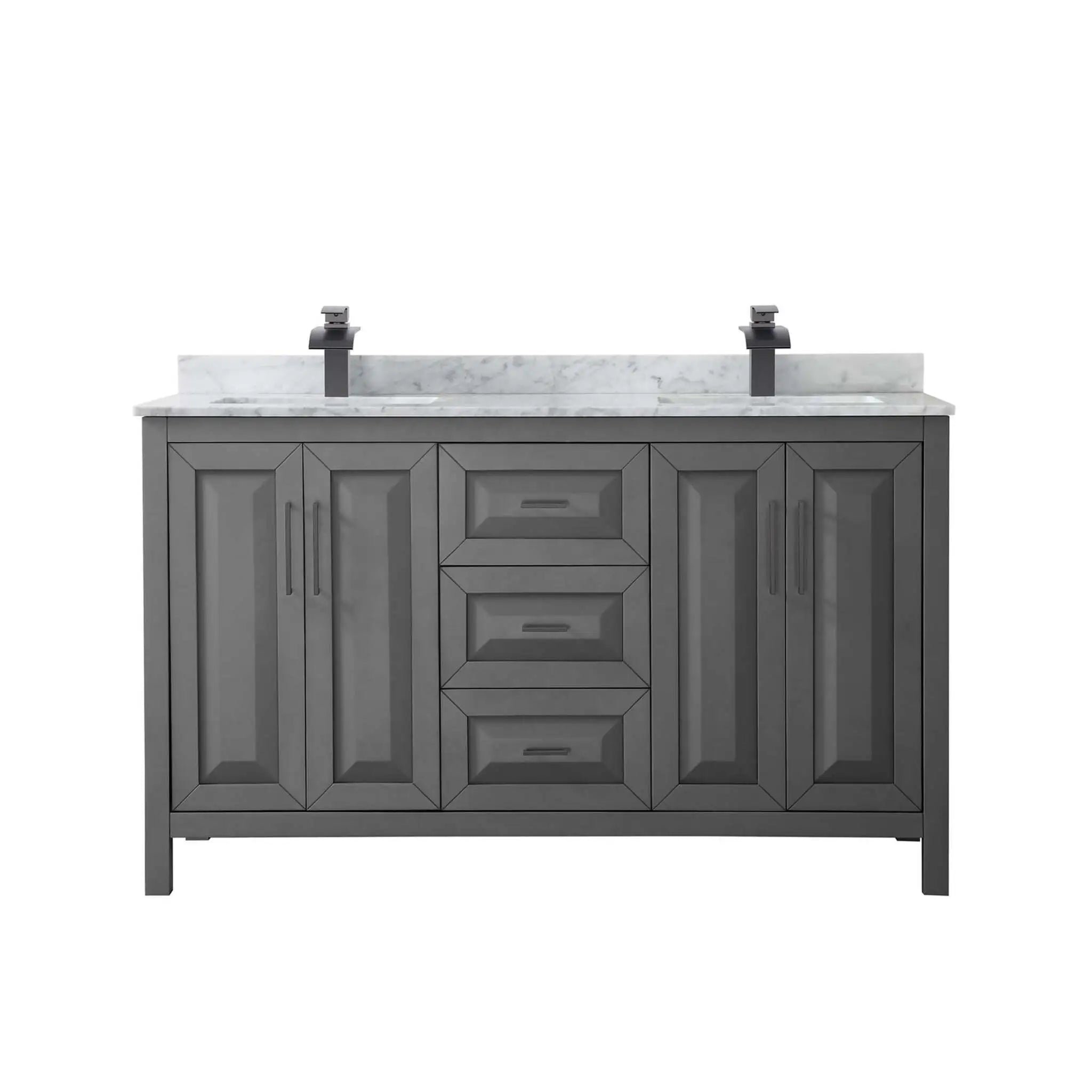 60" Daria Double Bathroom Vanity in Dark Gray with Matte Black Trim by Wyndham