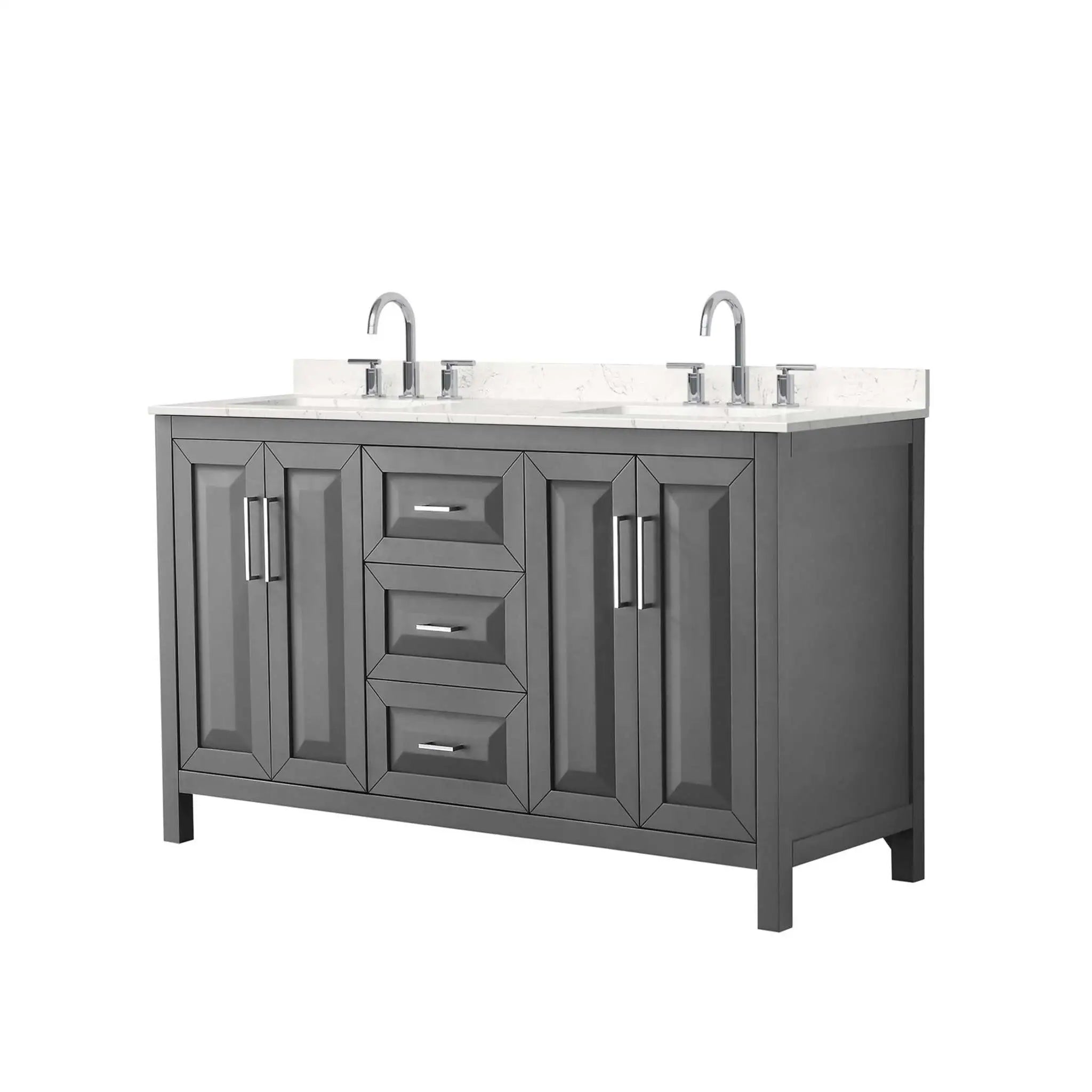 60" Daria Double Bathroom Vanity in Dark Gray with Polished Chrome Trim by Wyndham