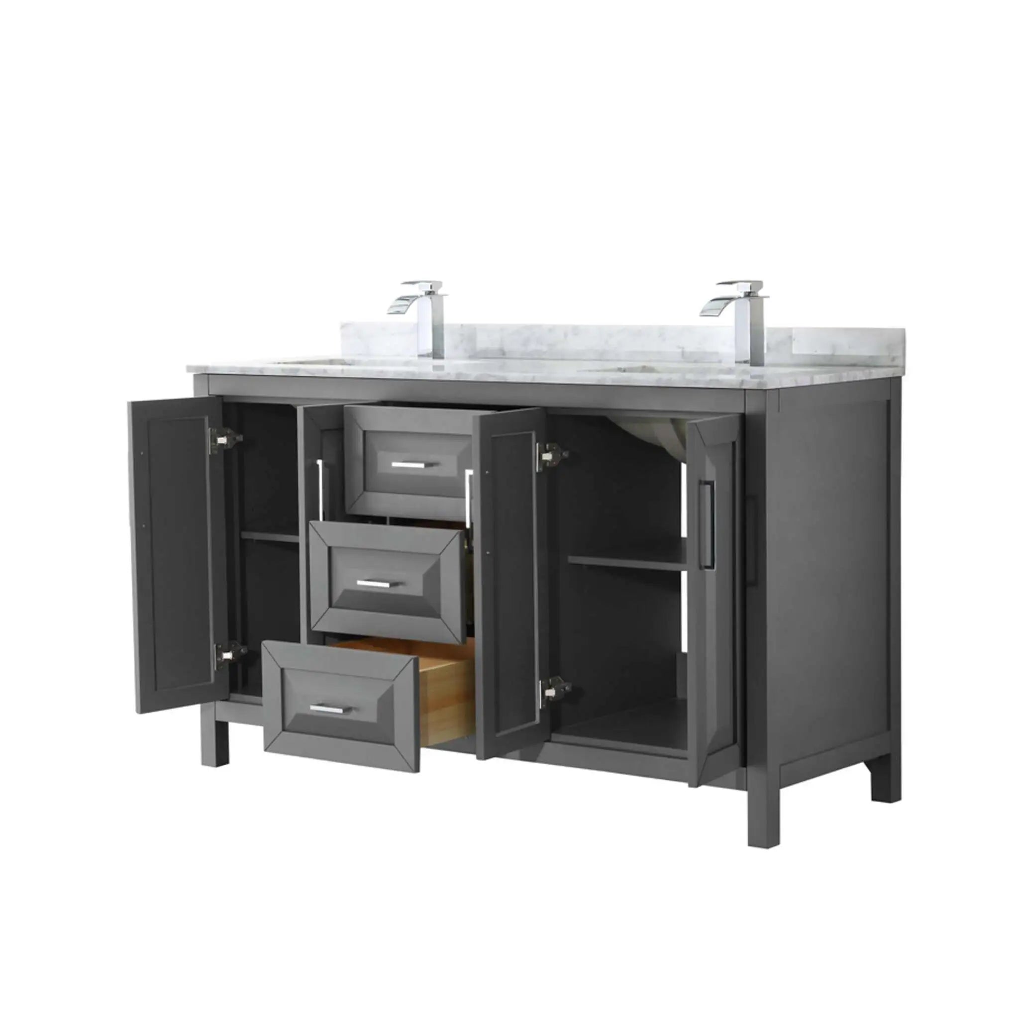 60" Daria Double Bathroom Vanity in Dark Gray with Polished Chrome Trim by Wyndham