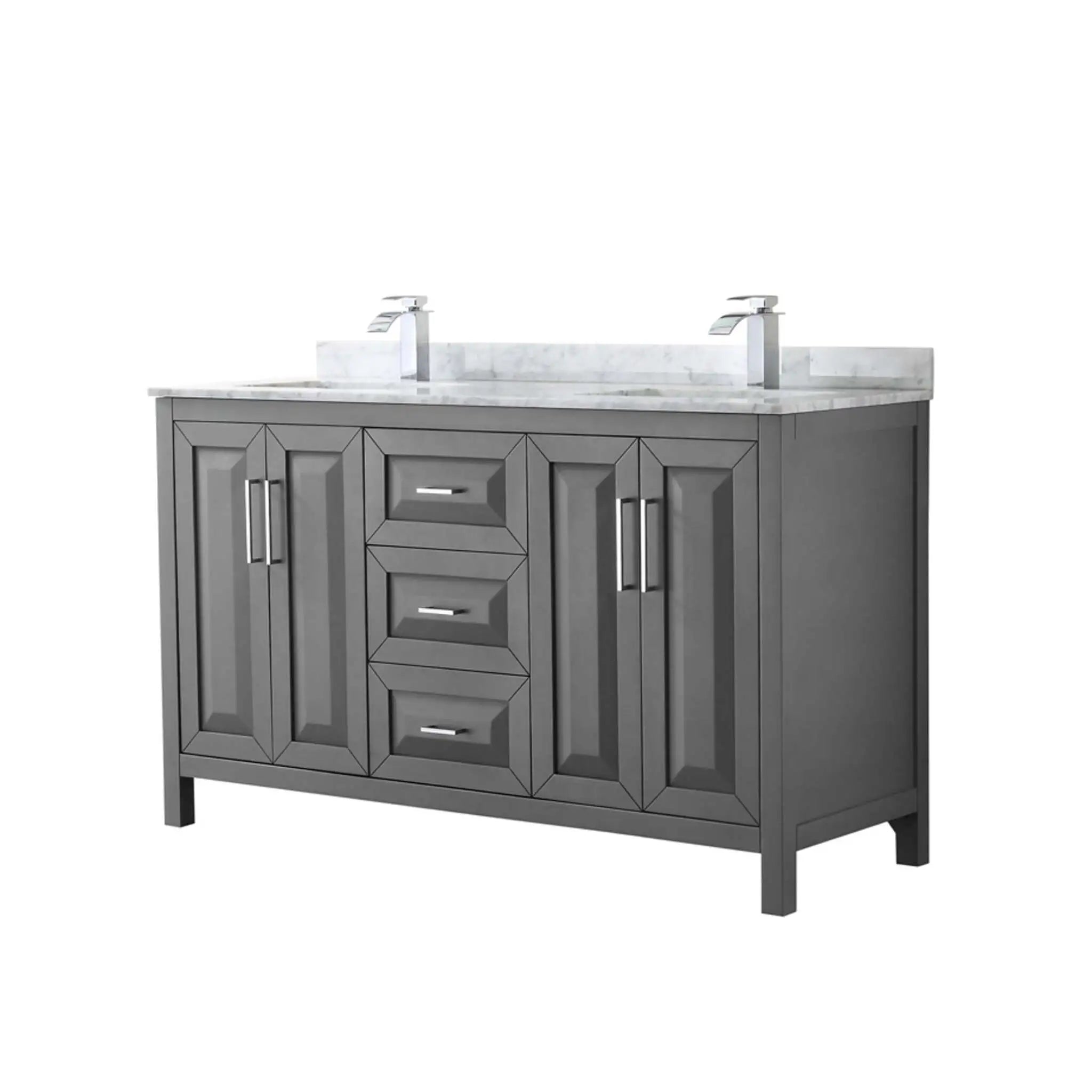60" Daria Double Bathroom Vanity in Dark Gray with Polished Chrome Trim by Wyndham