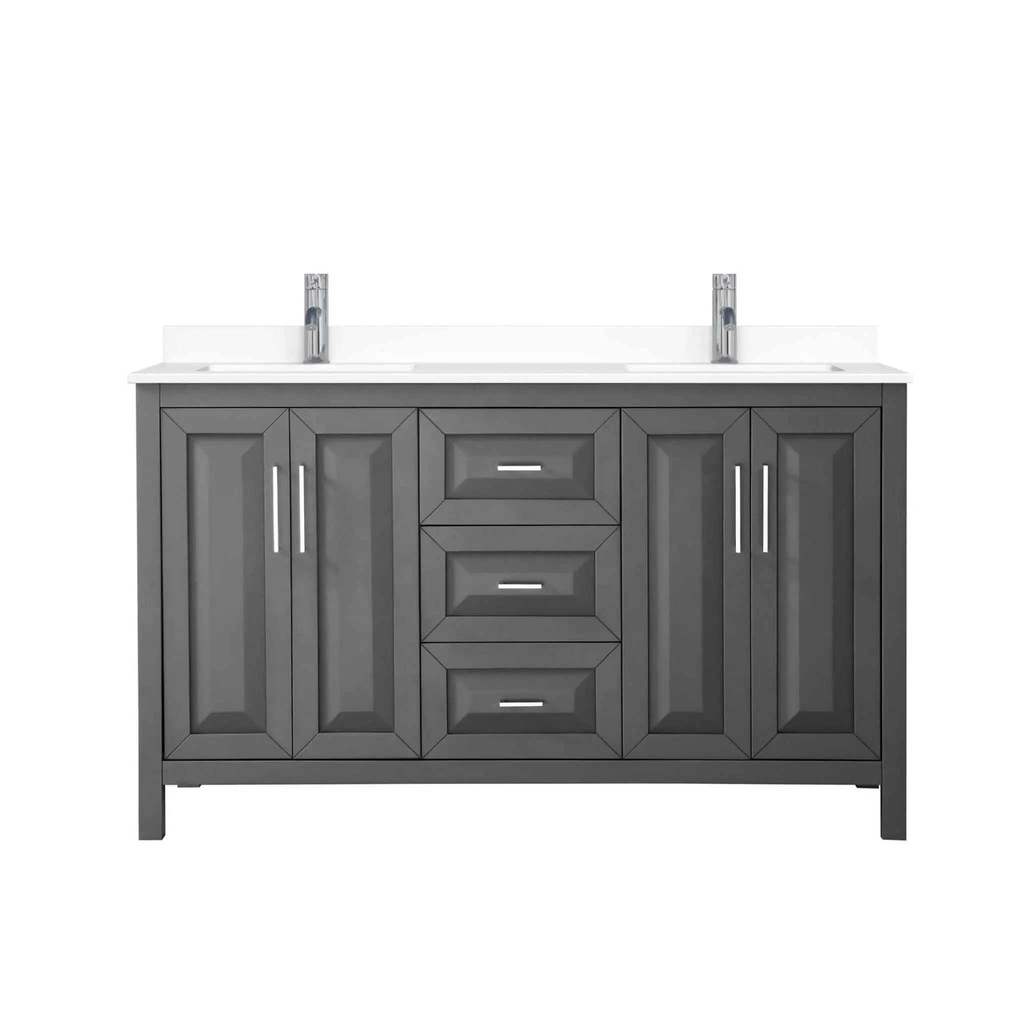60" Daria Double Bathroom Vanity in Dark Gray with Polished Chrome Trim by Wyndham