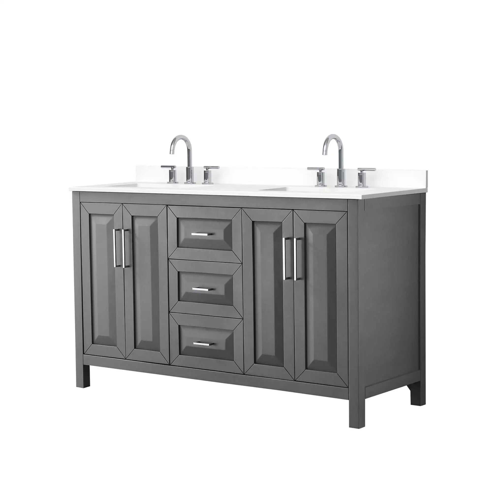 60" Daria Double Bathroom Vanity in Dark Gray with Polished Chrome Trim by Wyndham