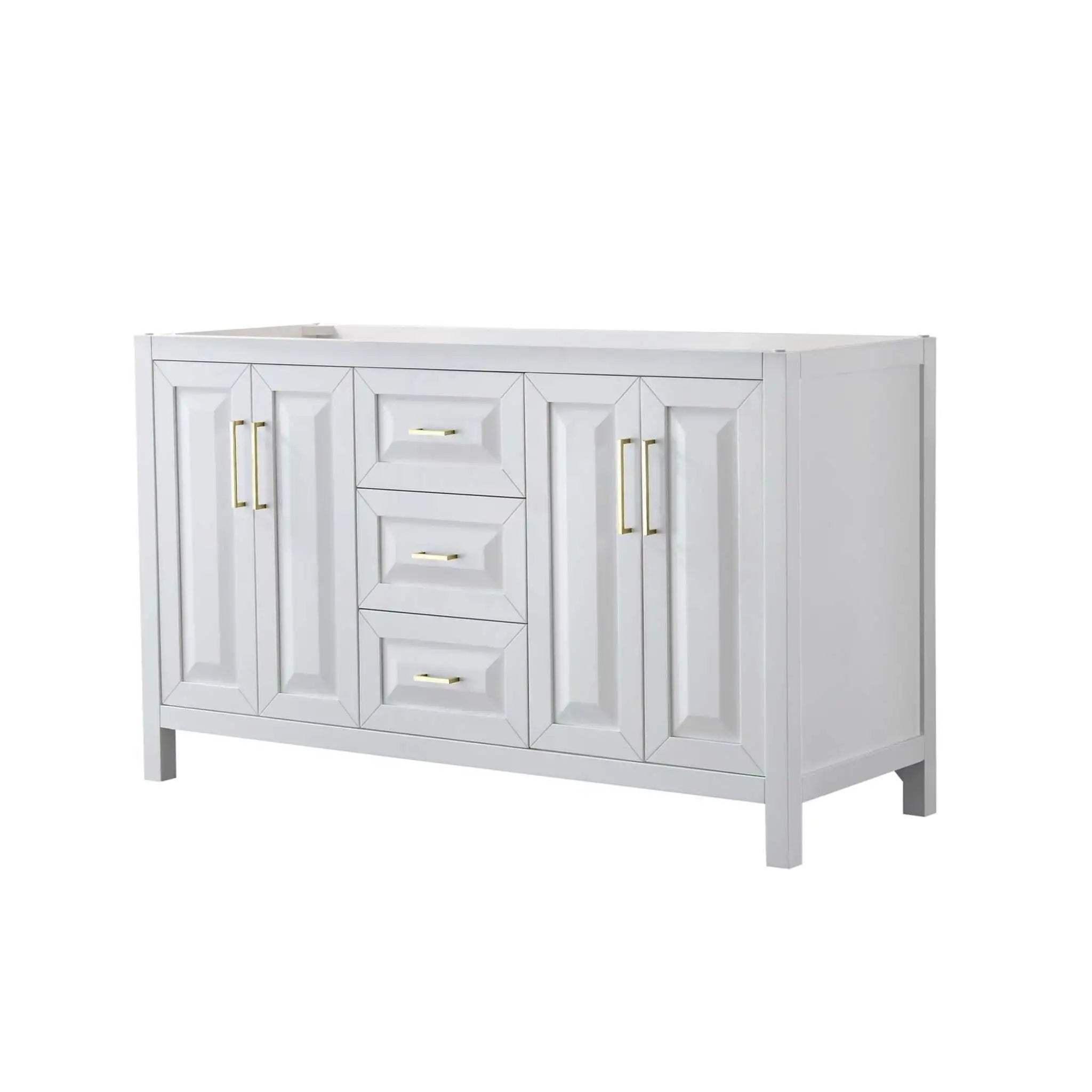 60" Daria Double Bathroom Vanity in White with Brushed Gold Trim by Wyndham