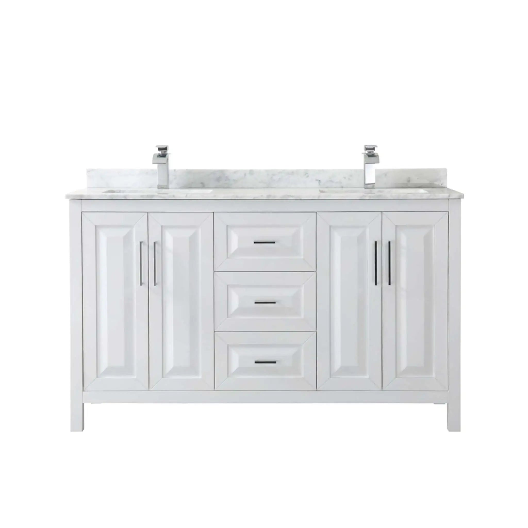 60" Daria Double Bathroom Vanity in White with Polished Chrome Trim by Wyndham