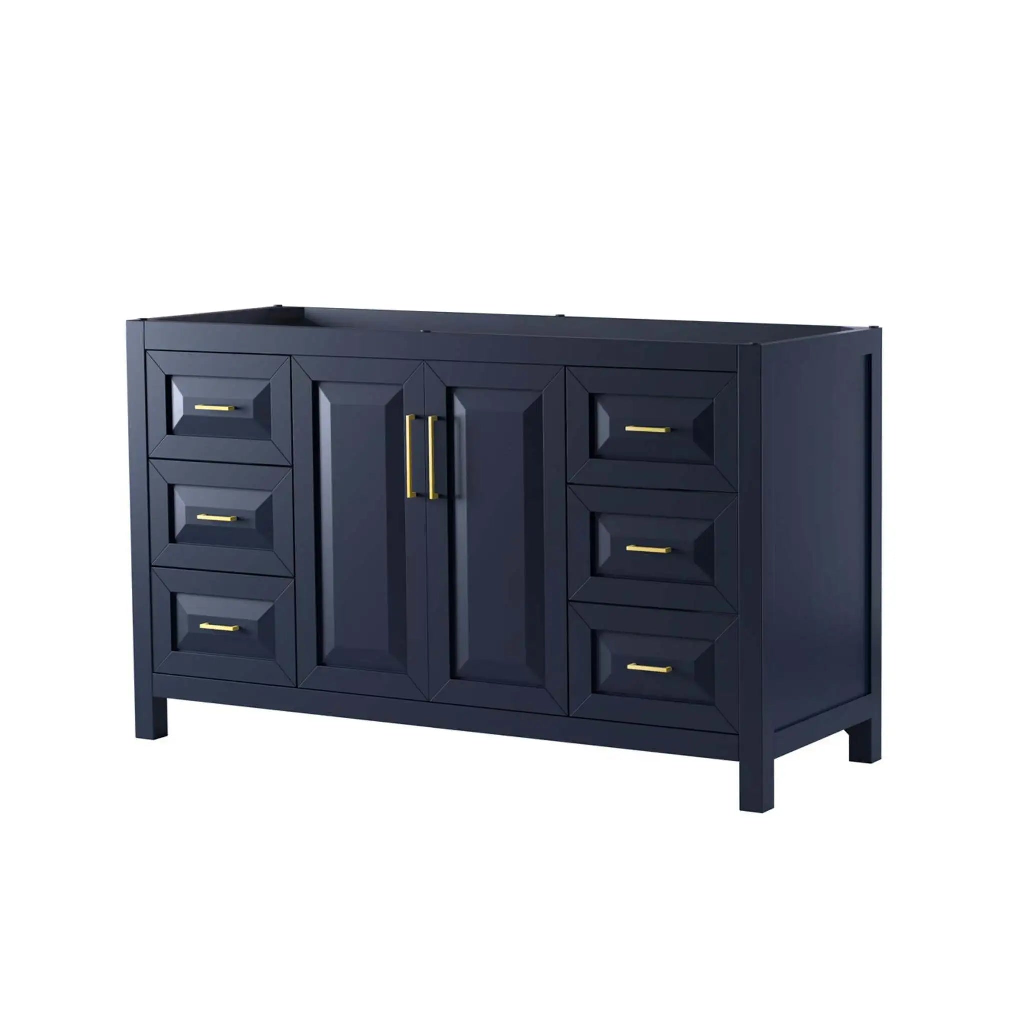 60" Daria Single Bathroom Vanity in Dark Blue with Brushed Gold Trim by Wyndham