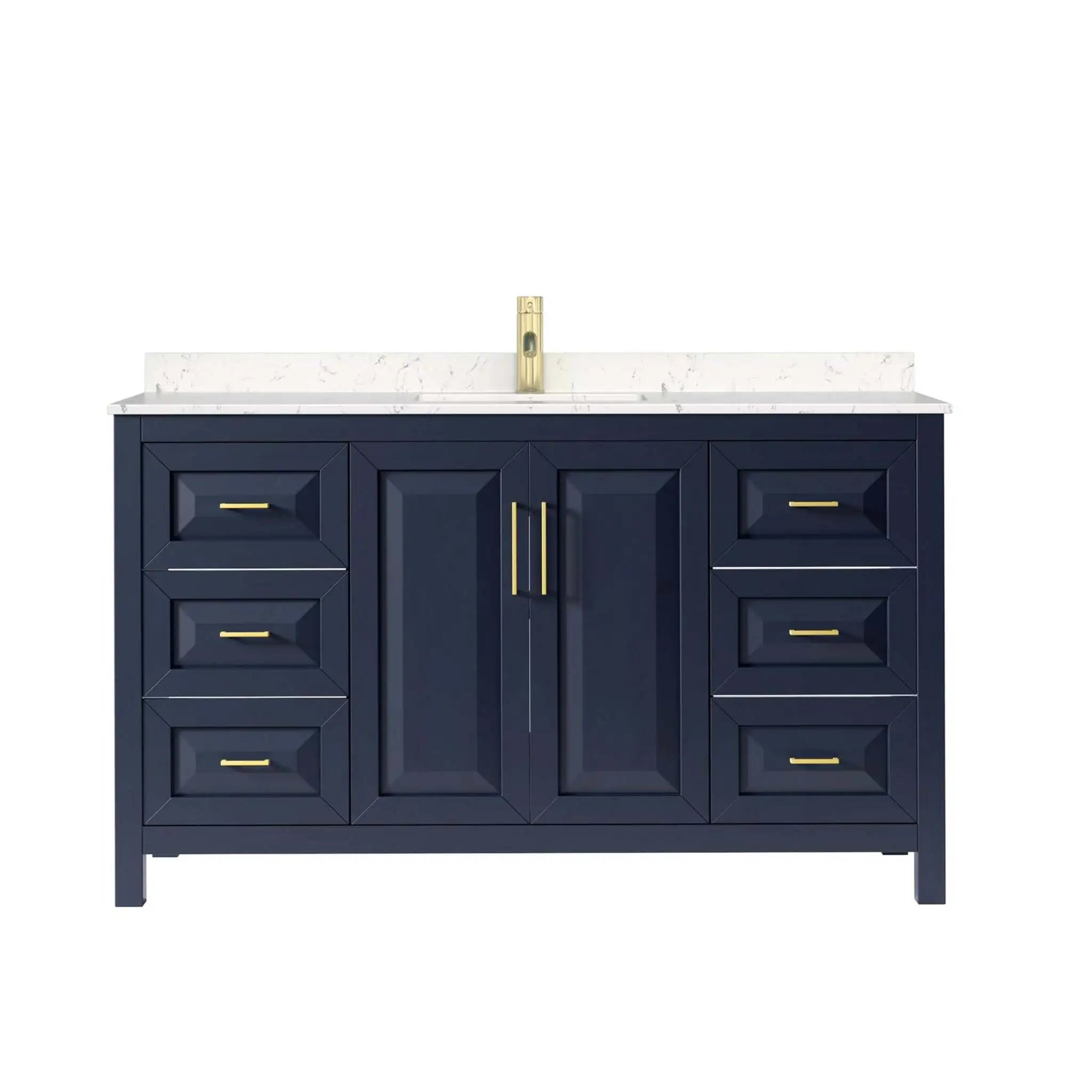 60" Daria Single Bathroom Vanity in Dark Blue with Brushed Gold Trim by Wyndham