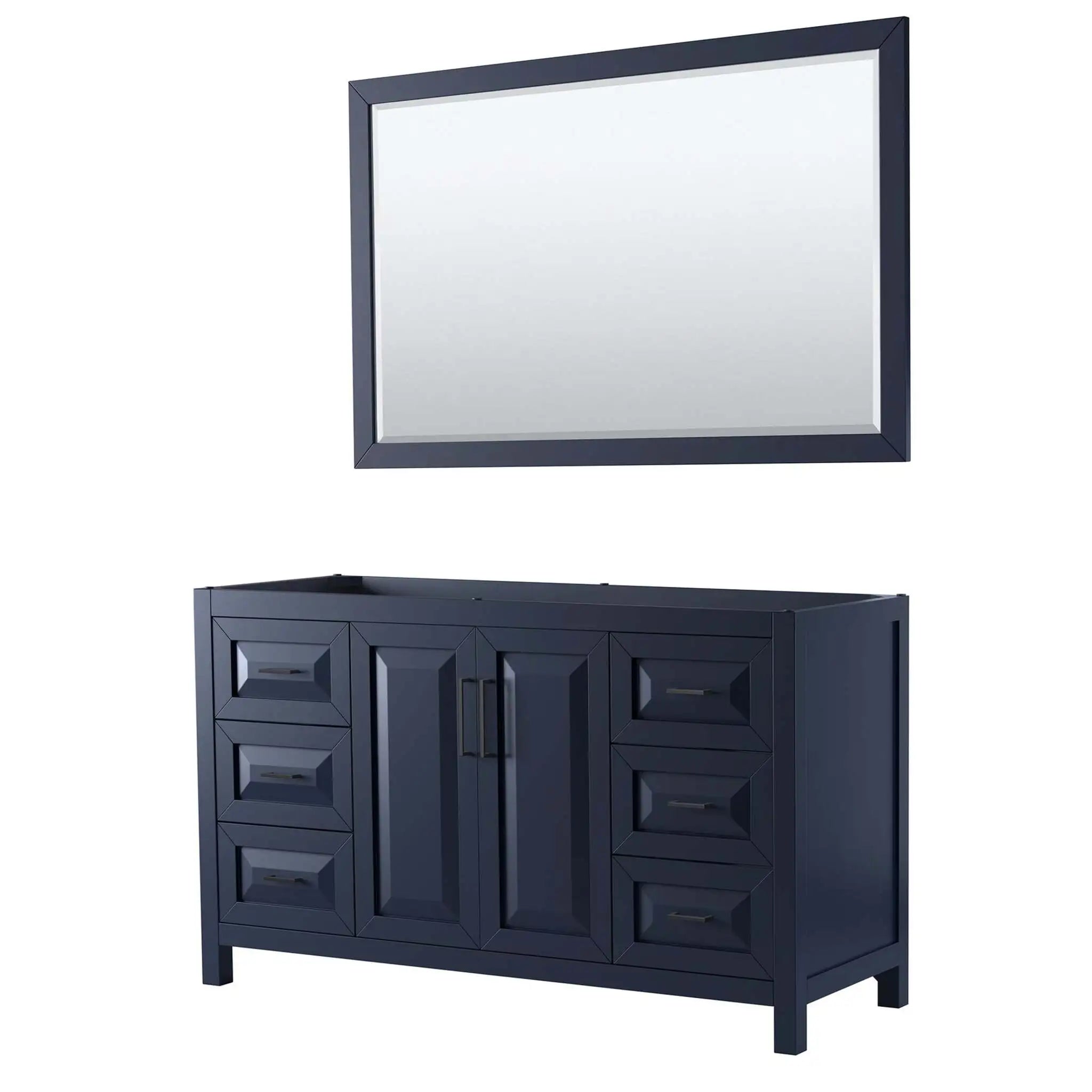 60" Daria Single Bathroom Vanity in Dark Blue with Matte Black Trim & 58" Mirror by Wyndham